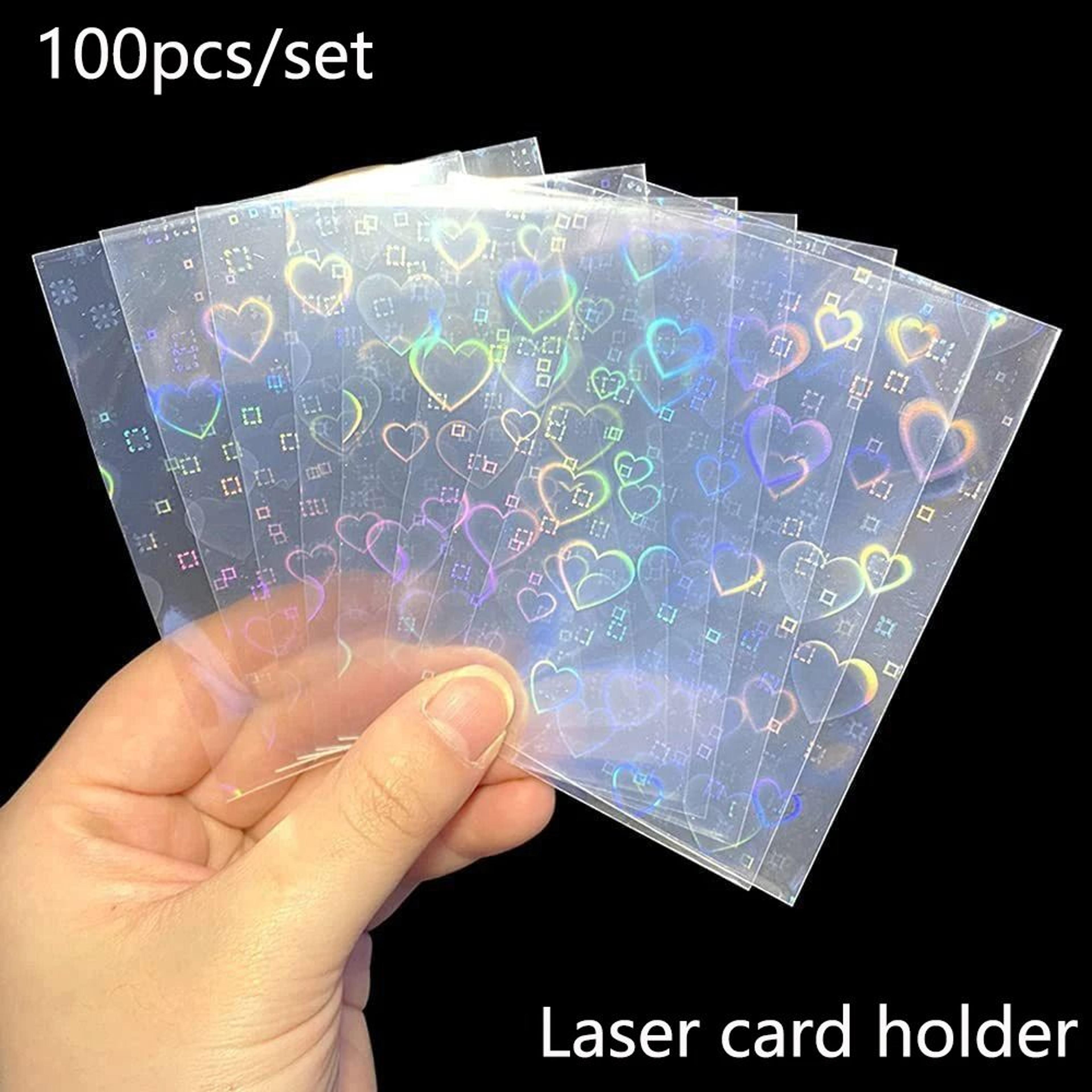 100-pack heart-shaped foil laser card sleeves & holographic card protectors