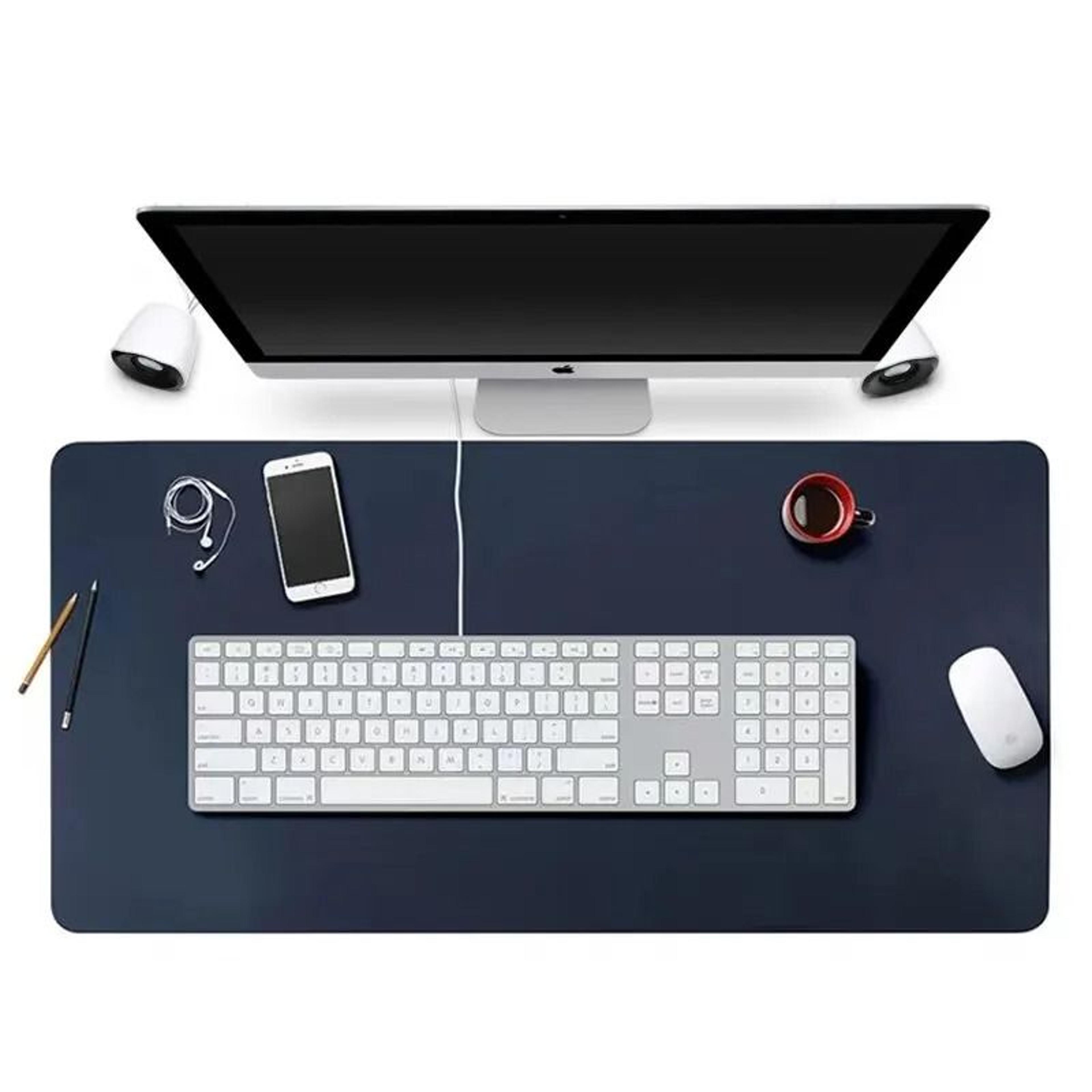large 70x35cm pu leather & suede waterproof desk protector mat (royal blue)