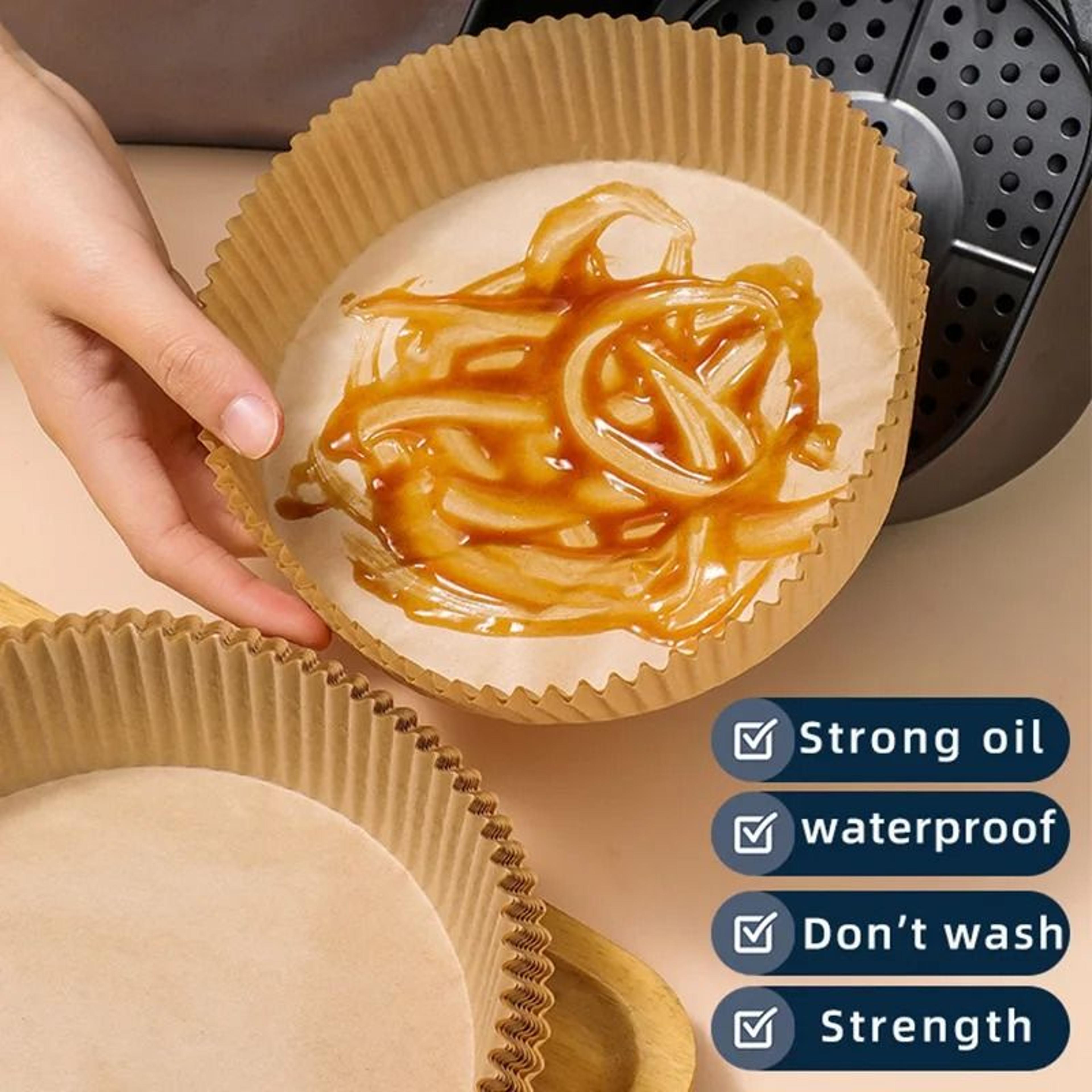 50-pack round disposable air fryer parchment paper liners & baking sheets
