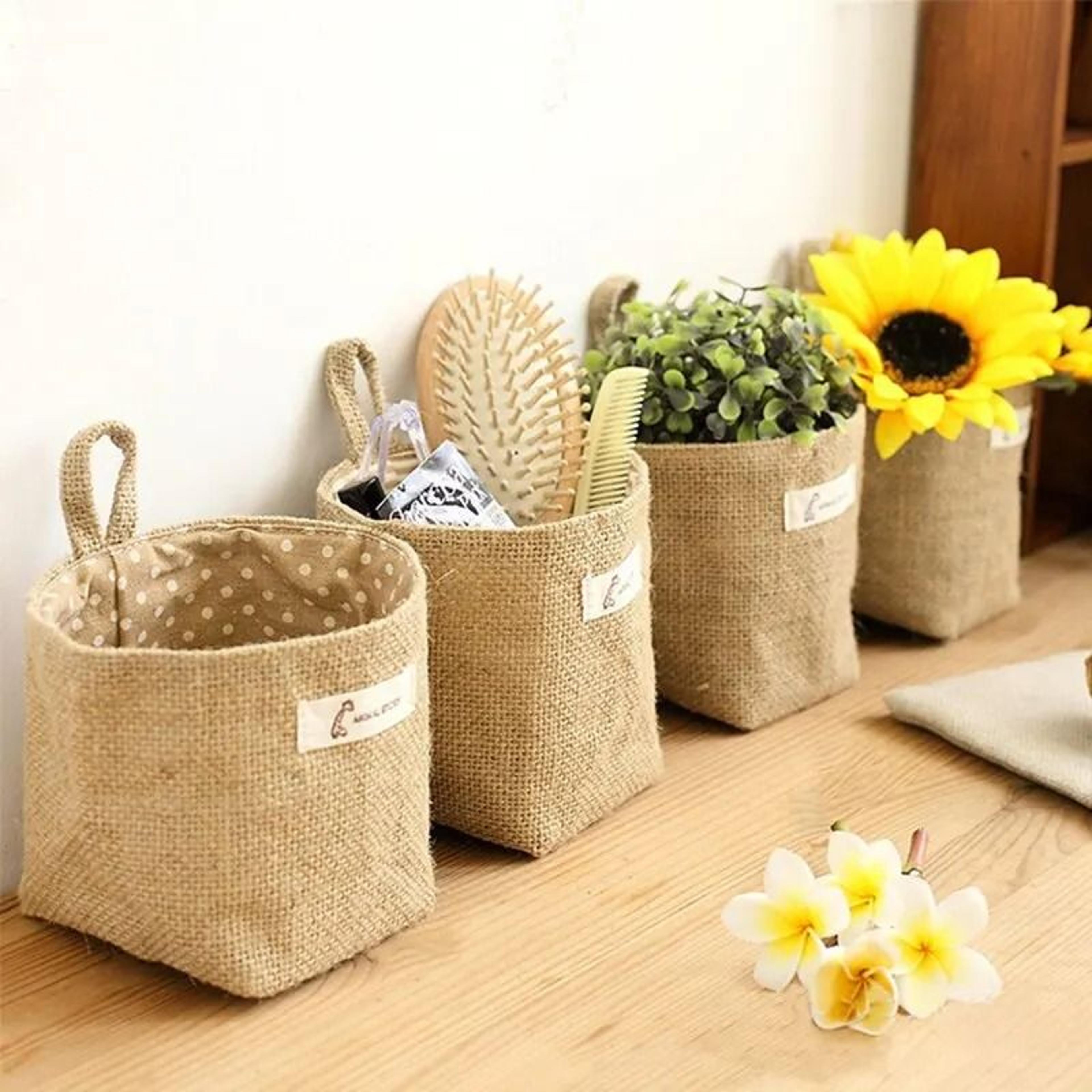 nordic style cotton linen hanging wall storage pocket & organizers