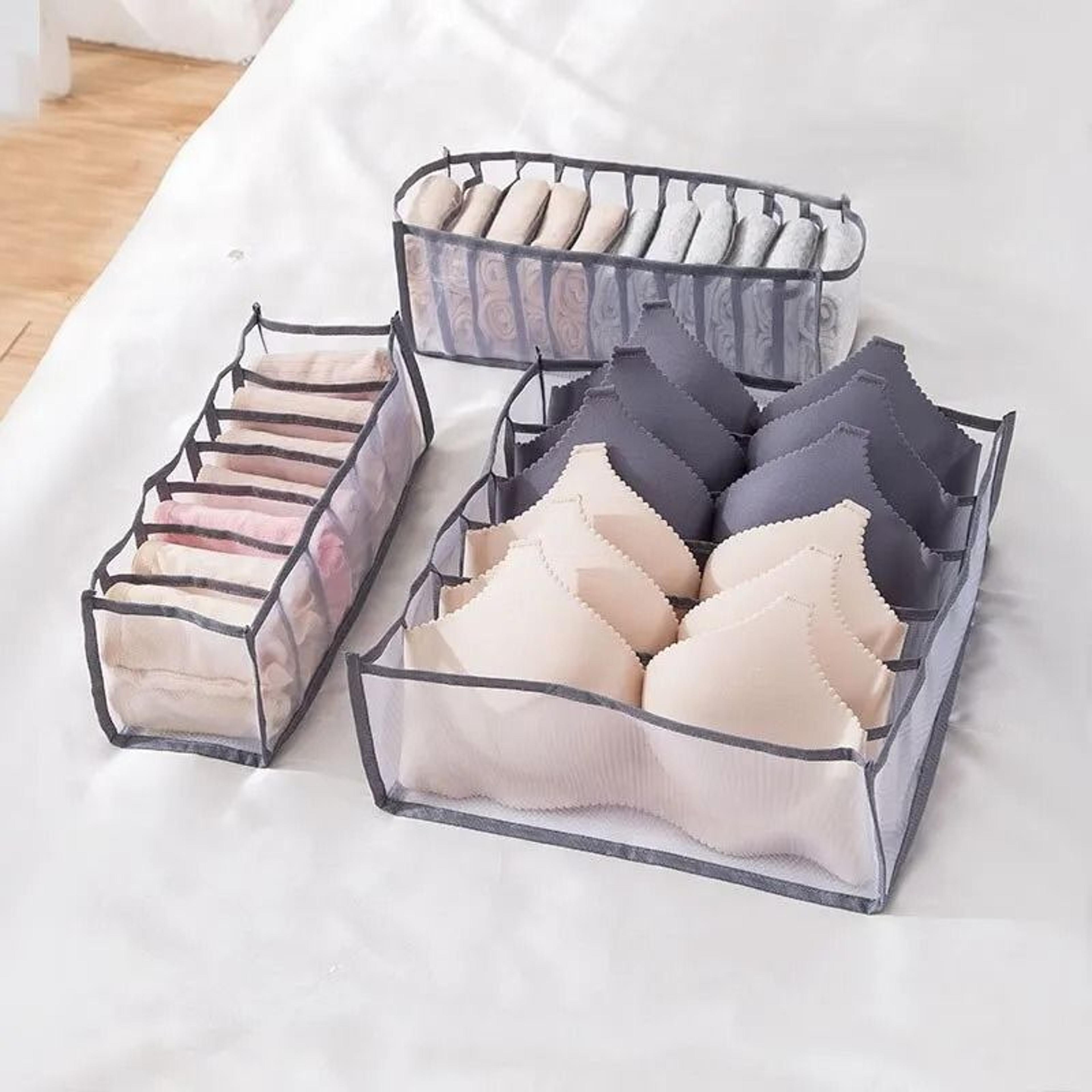 foldable mesh underwear & sock drawer organizer storage boxes with dividers