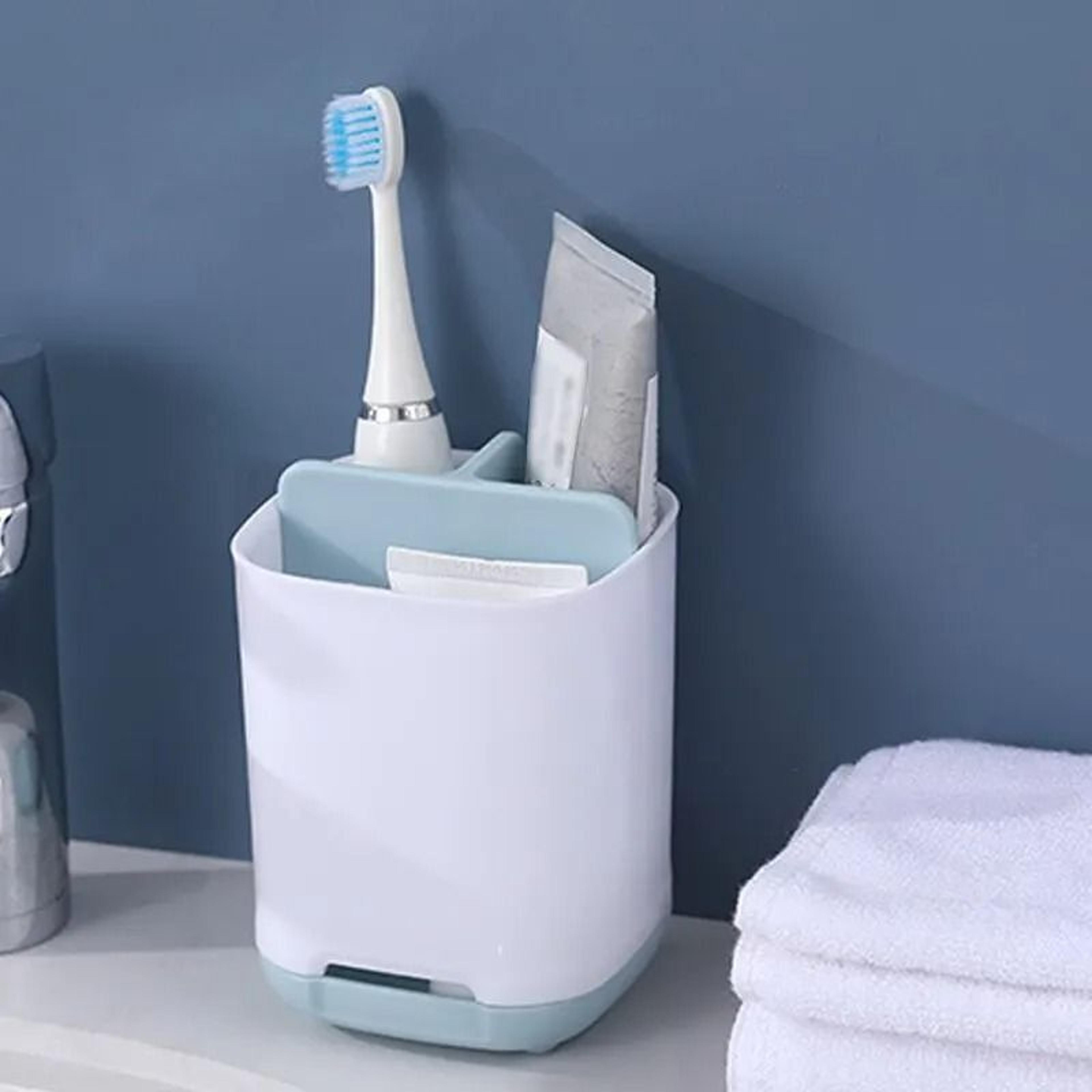 multifunctional compartment toothbrush holder & bathroom draining storage rack