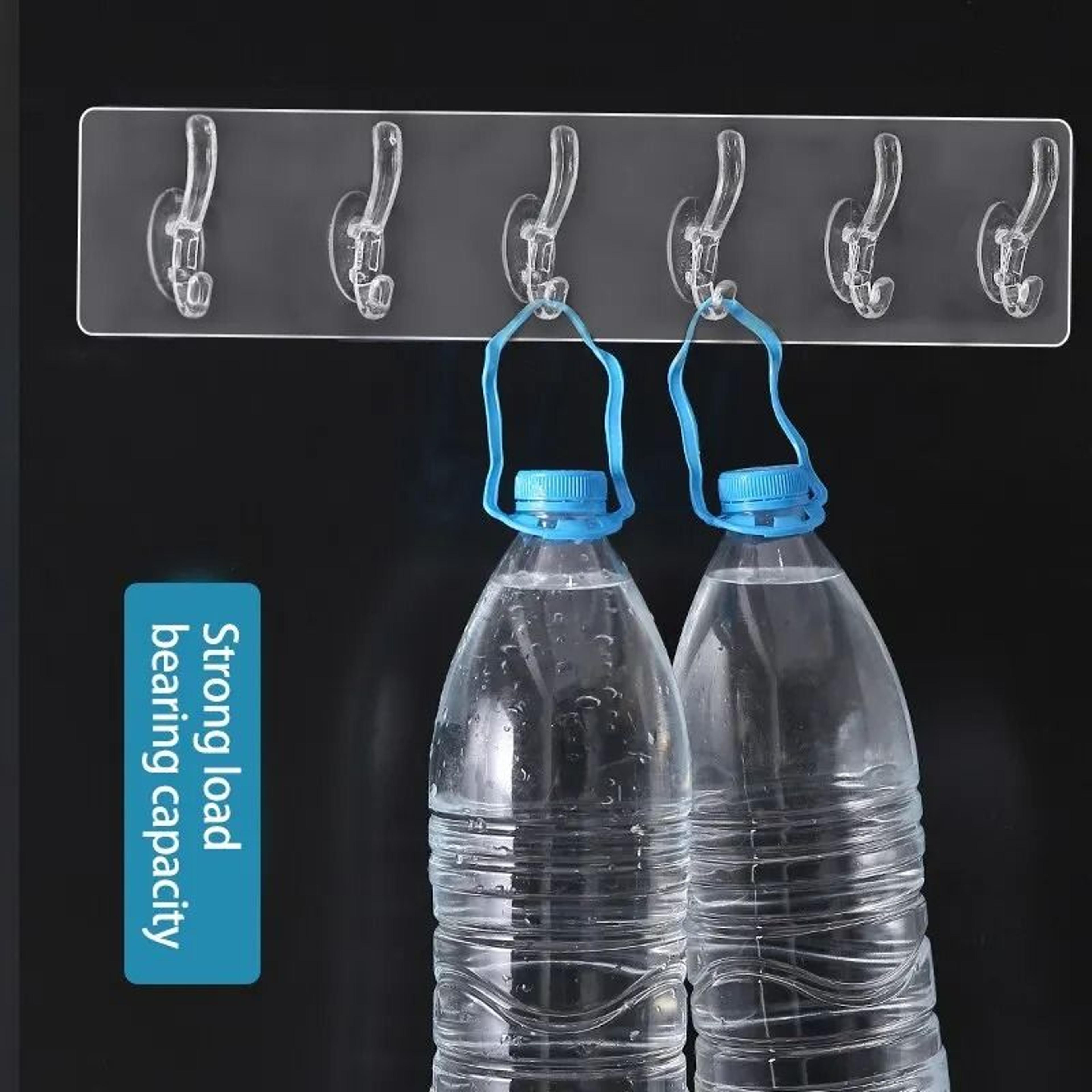 Transparent 6Row Adhesive Hooks  HeavyDuty NoTrace Wall Organizer 1