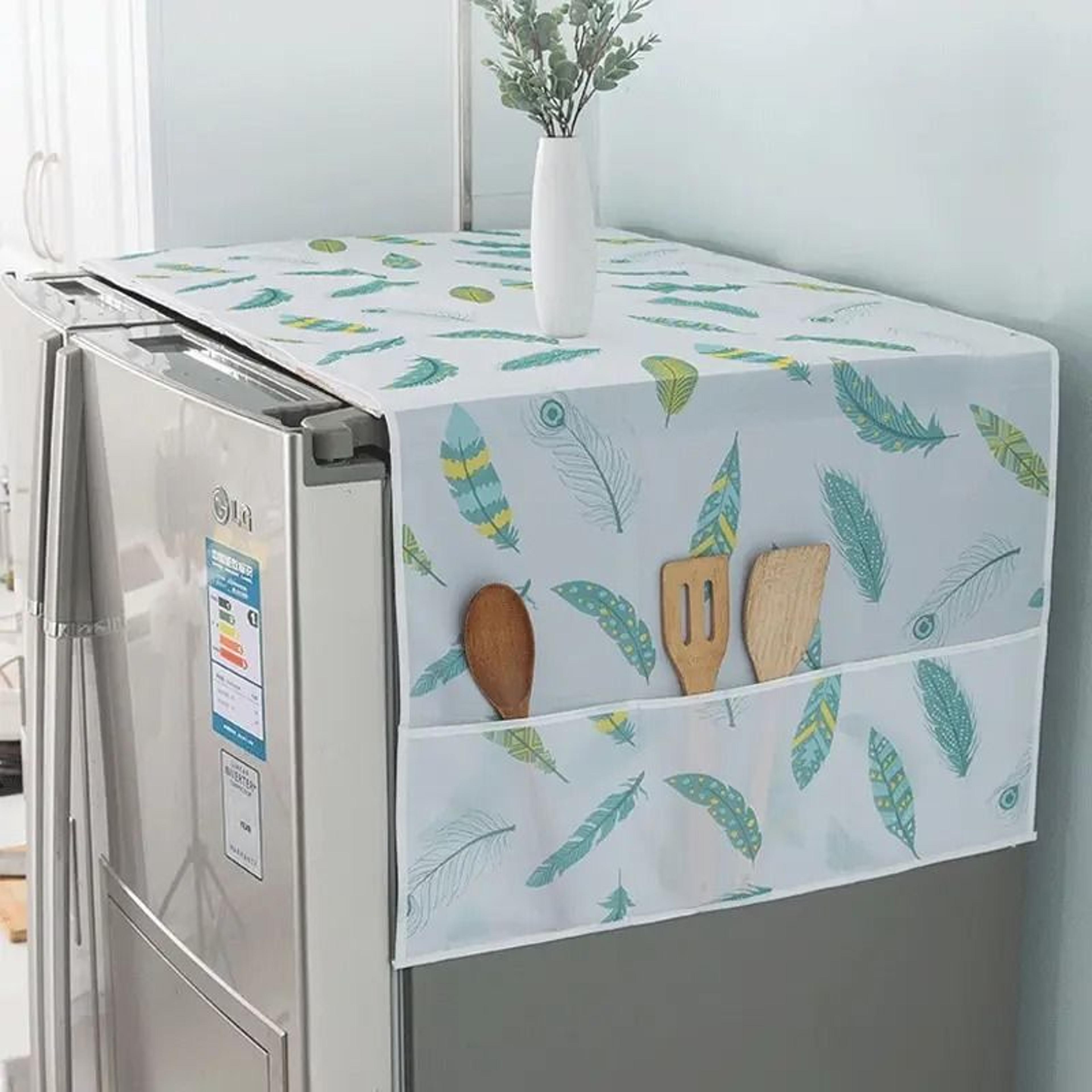 Washable Printed Refrigerator  Washing Machine Dust Protection Cover With Storage Pockets 0