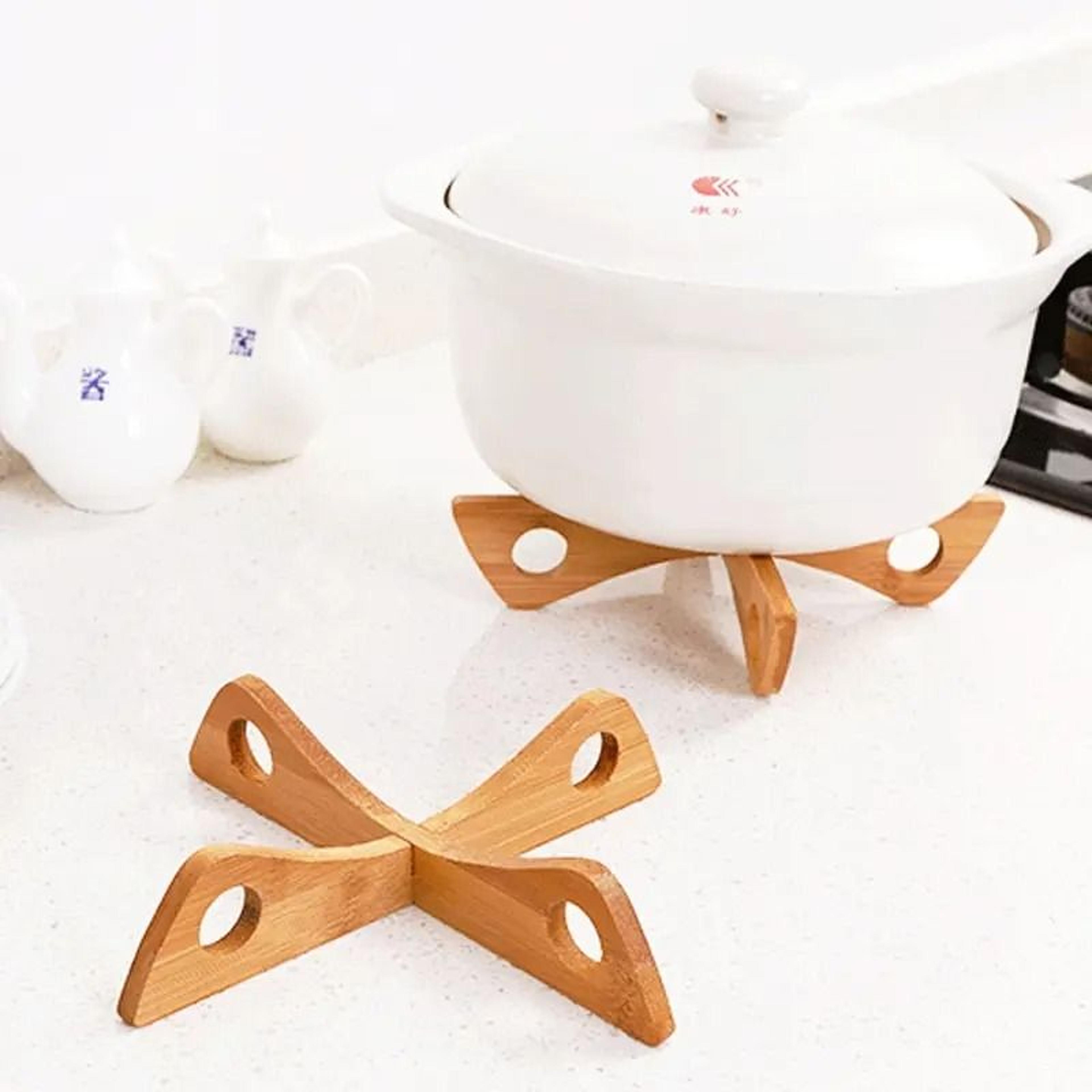 removable wooden cross trivet & heat-resistant anti-slip table mat (20cm x 4.1cm)