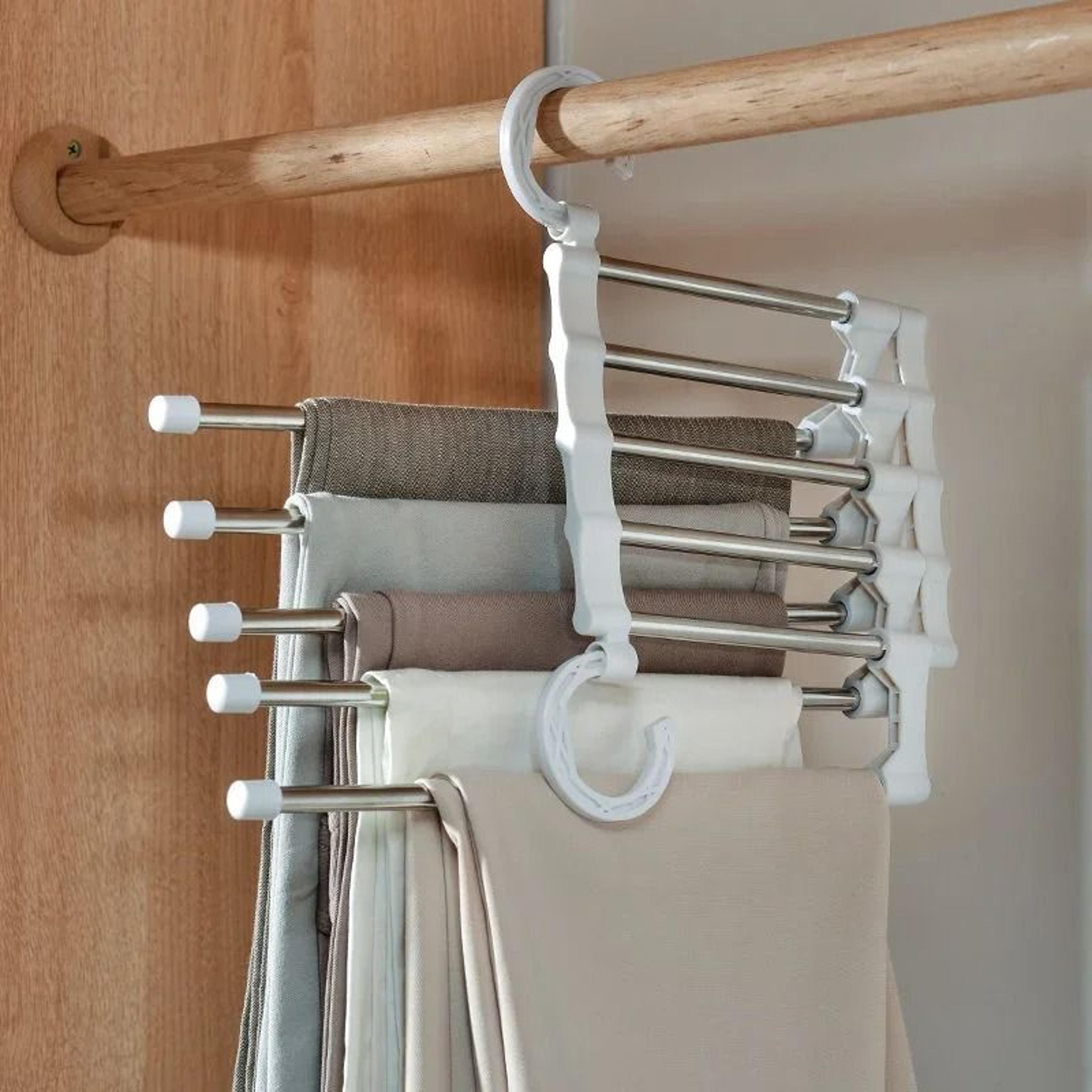 Telescopic Folding Pants Rack  MultiLayer SpaceSaving Magic Hanger 0