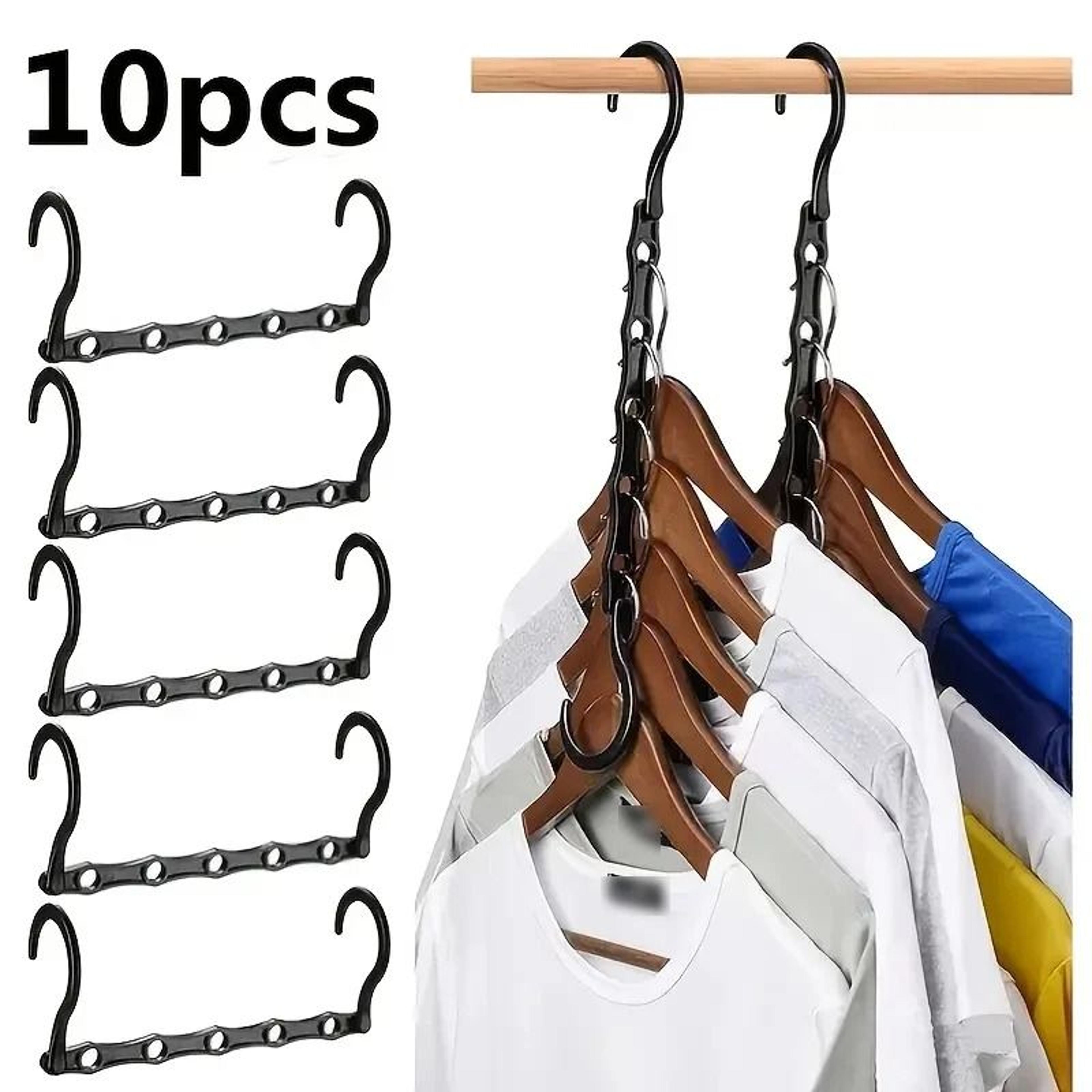 10-pack heavy-duty space-saving magic hangers & multi-port closet organizer
