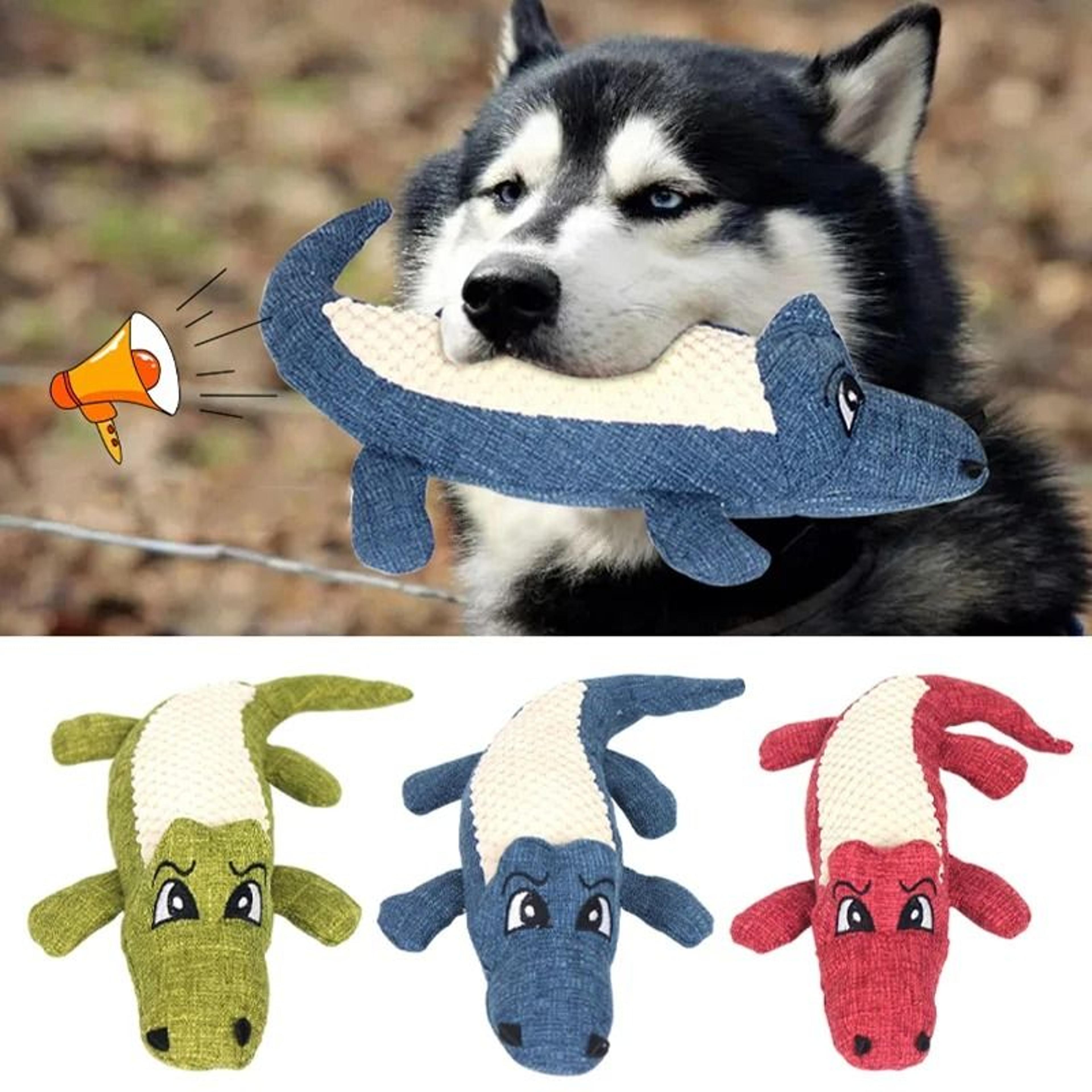 interactive cartoon alligator plush dog chew toy with built-in squeaker