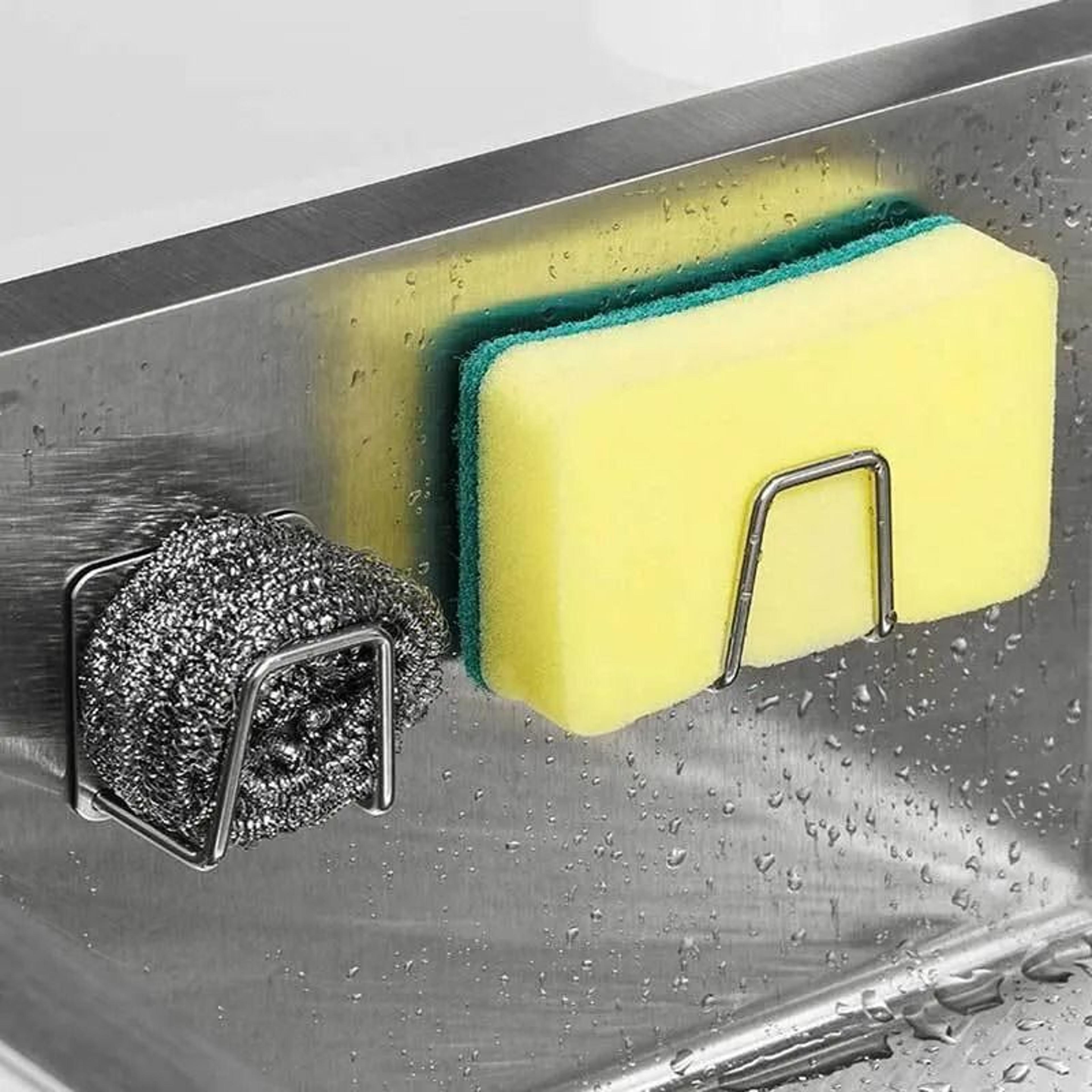 stainless steel kitchen sink sponge holder & dishcloth storage rack