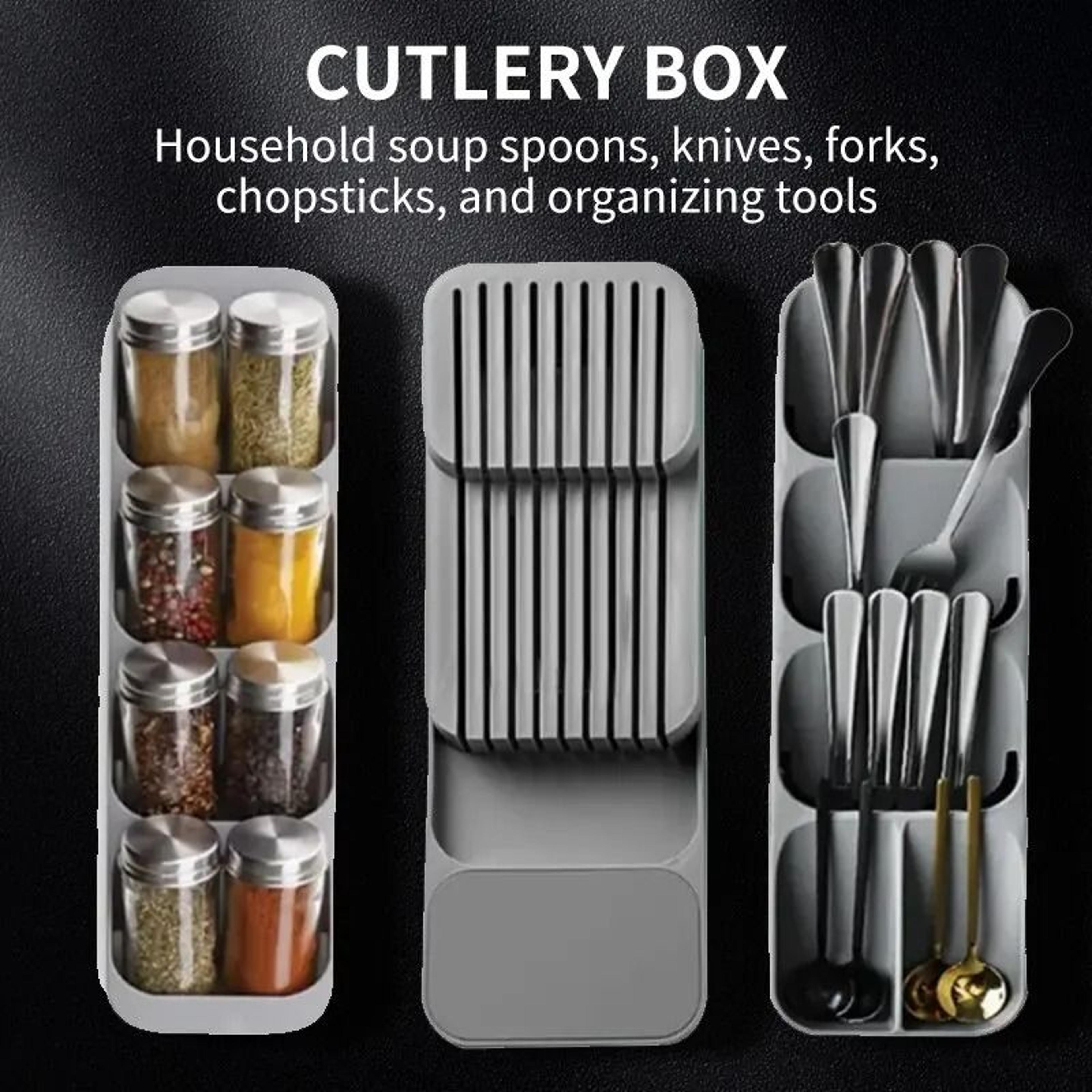 kitchen drawer cutlery storage tray & tiered knife spoon fork organizer