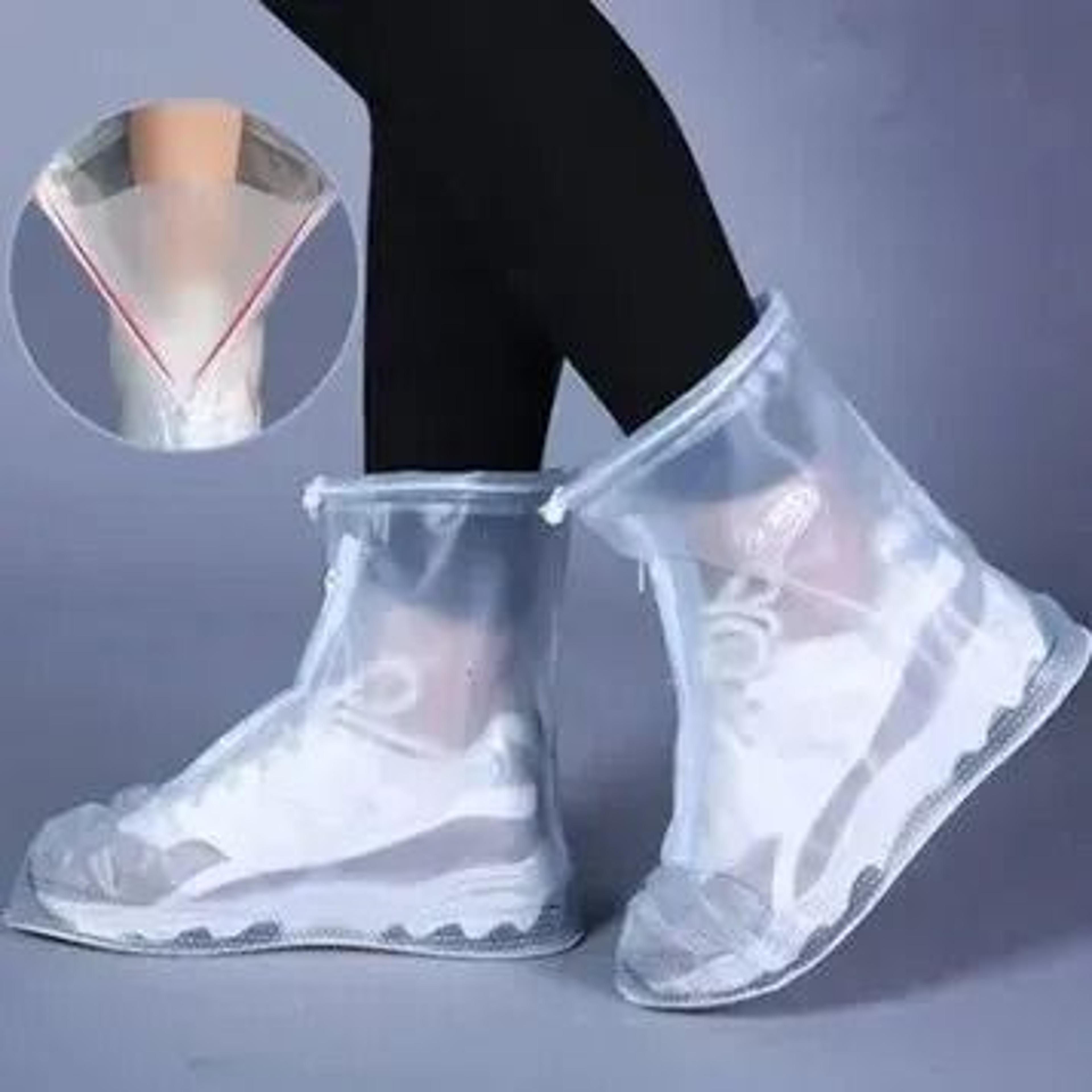 1 Pair Waterproof Reusable Rain  Snow Shoe Covers With NonSlip Sole 7