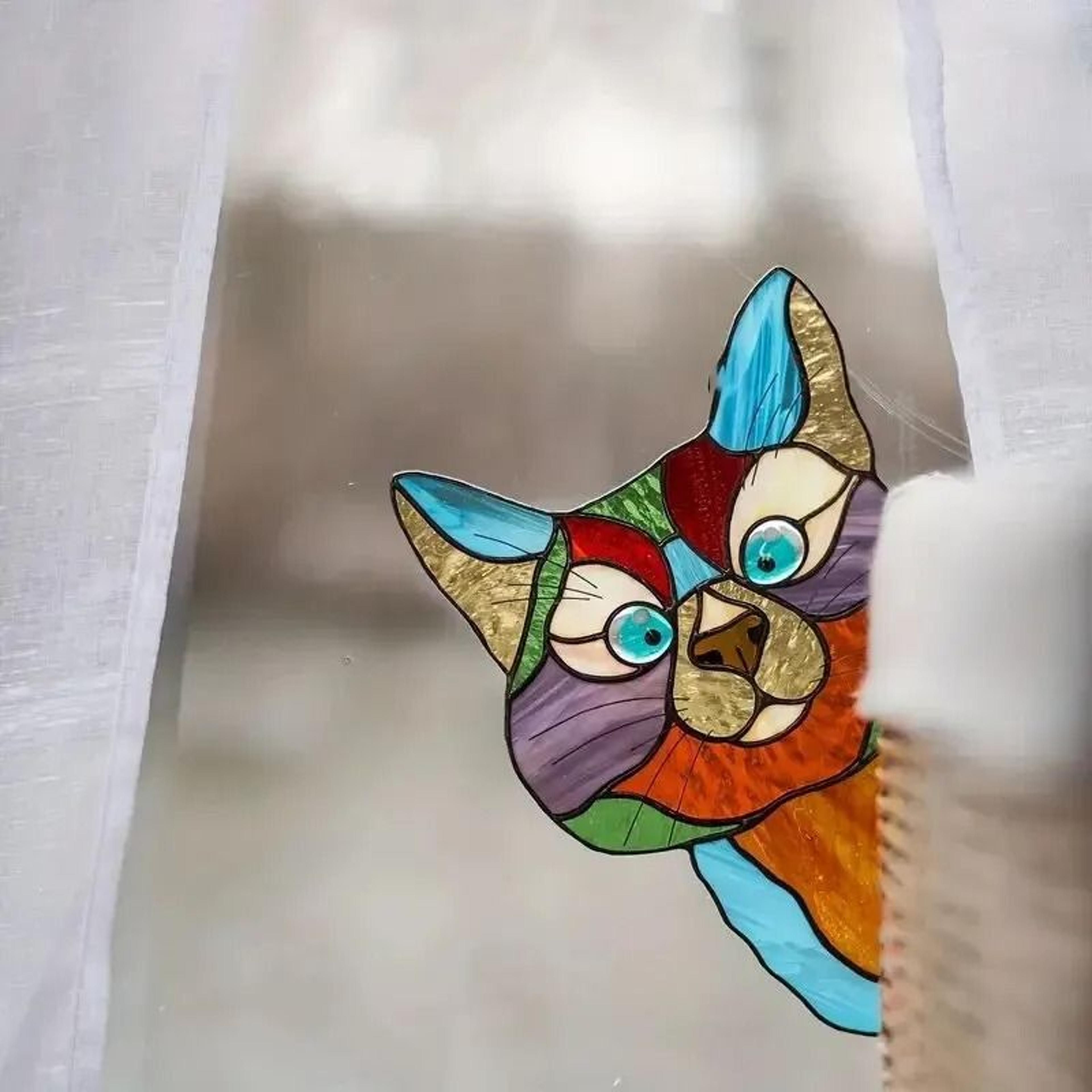 Cat Peeping Glass Window SelfAdhesive Sticker  MoistureProof Decorative Film 3