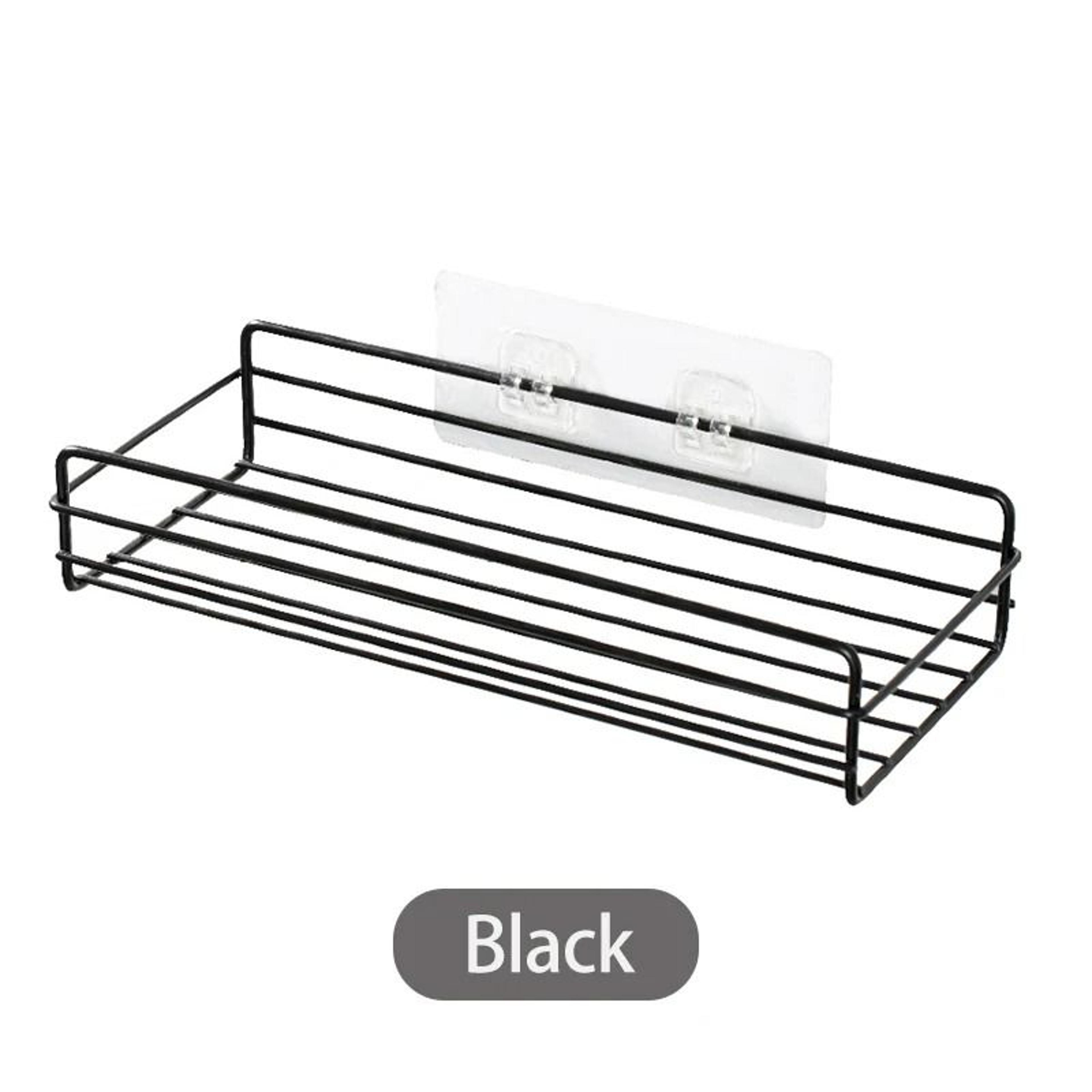 NoDrill WallMounted Black Iron Bathroom  Kitchen Corner Storage Rack 6