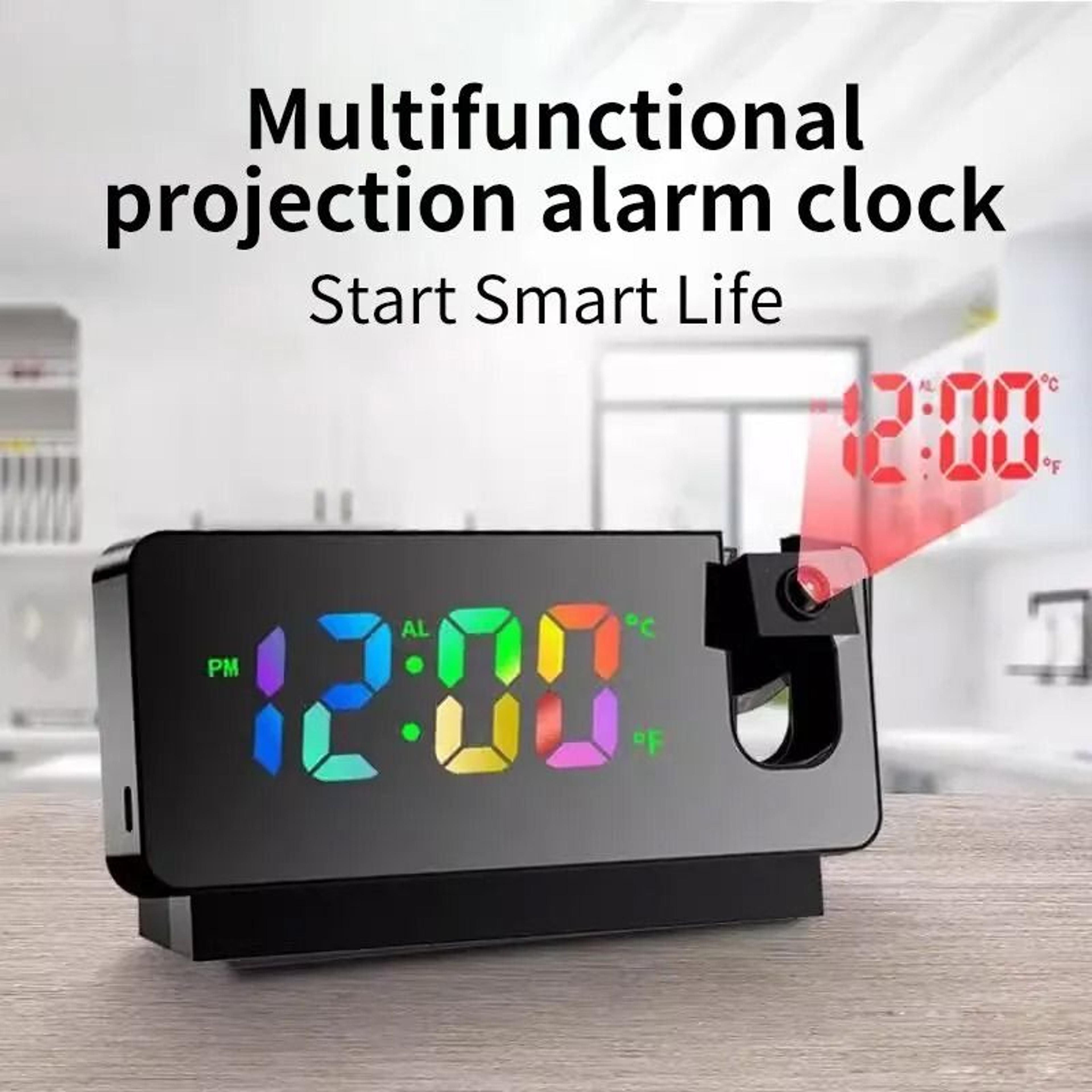 Multifunctional 180 Rotating Ceiling Projection Alarm Clock With Silent LED Color Screen 0