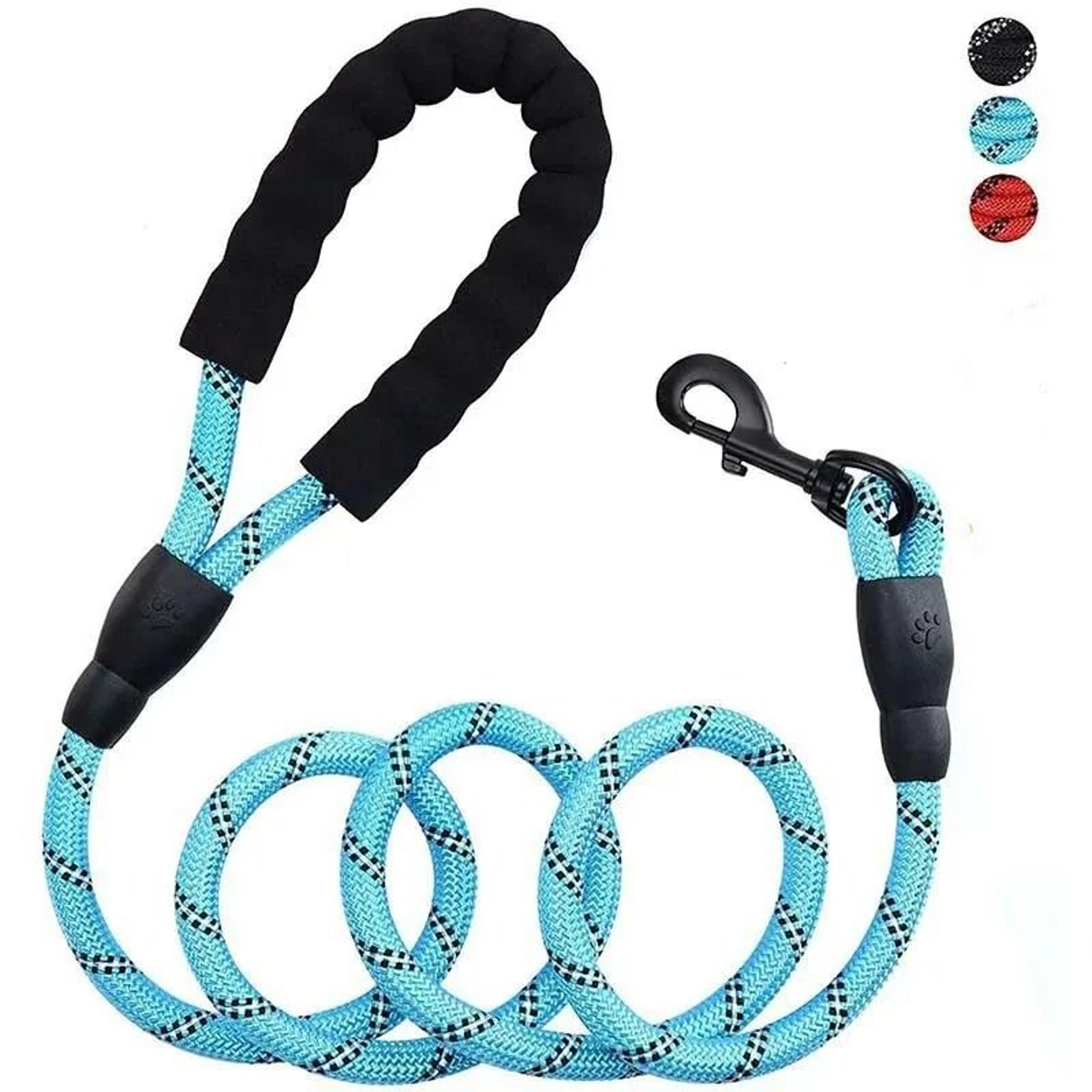 reflective heavy-duty nylon round dog leash with comfort padded handle
