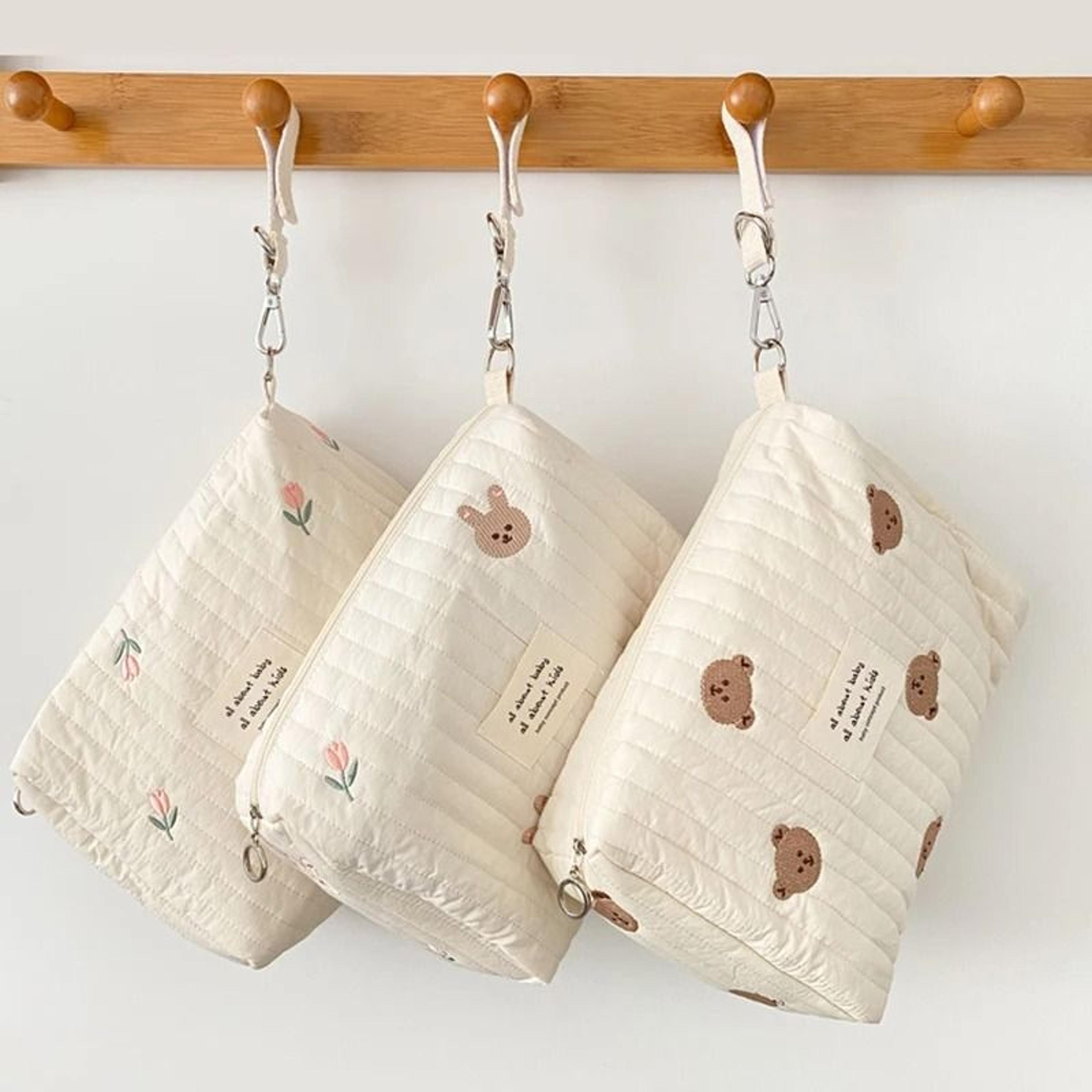 printed embroidery mommy diaper bag & newborn travel nappy storage pouch