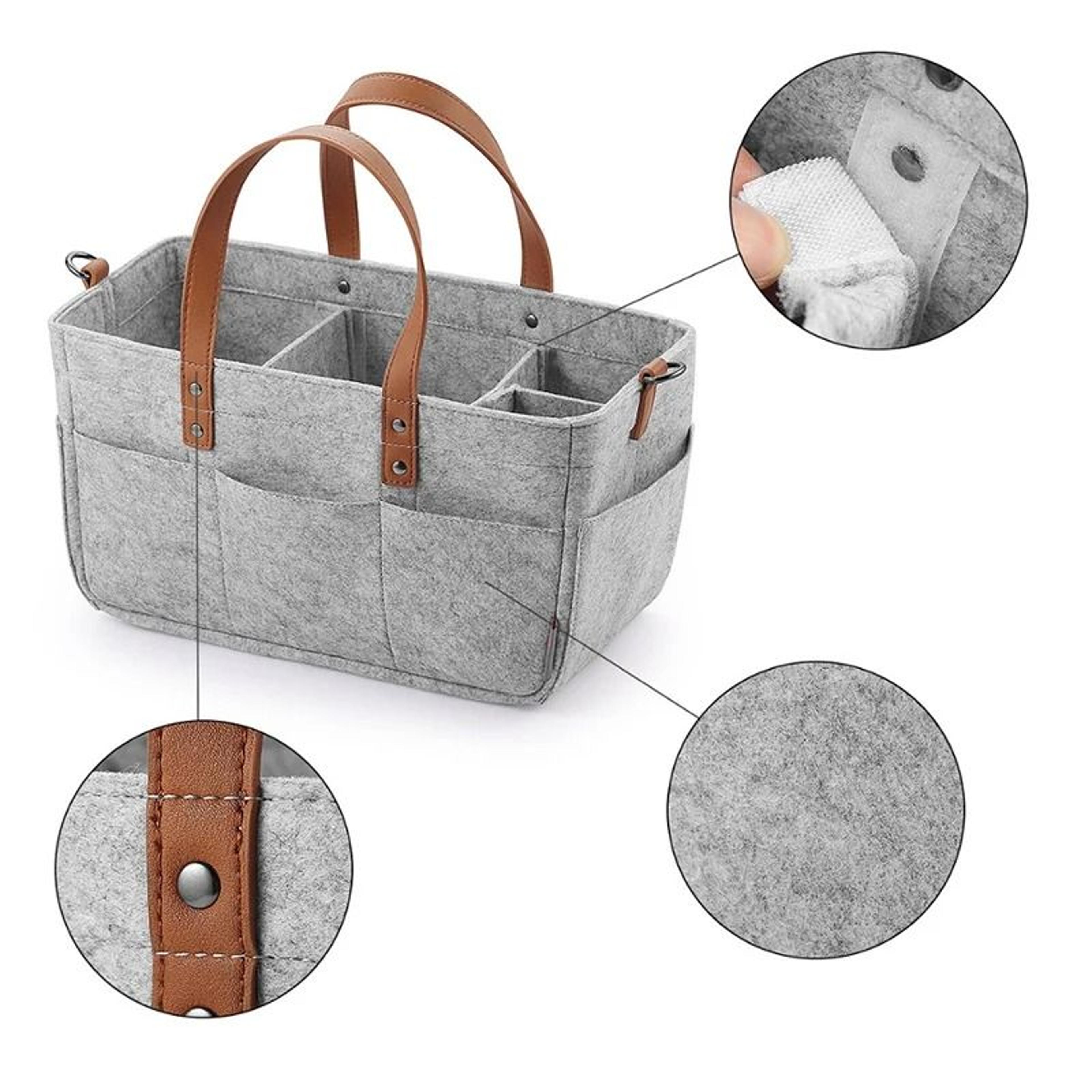 MultiFunctional Portable Baby Diaper Caddy Organizer  Nursery Felt Storage Bin 2