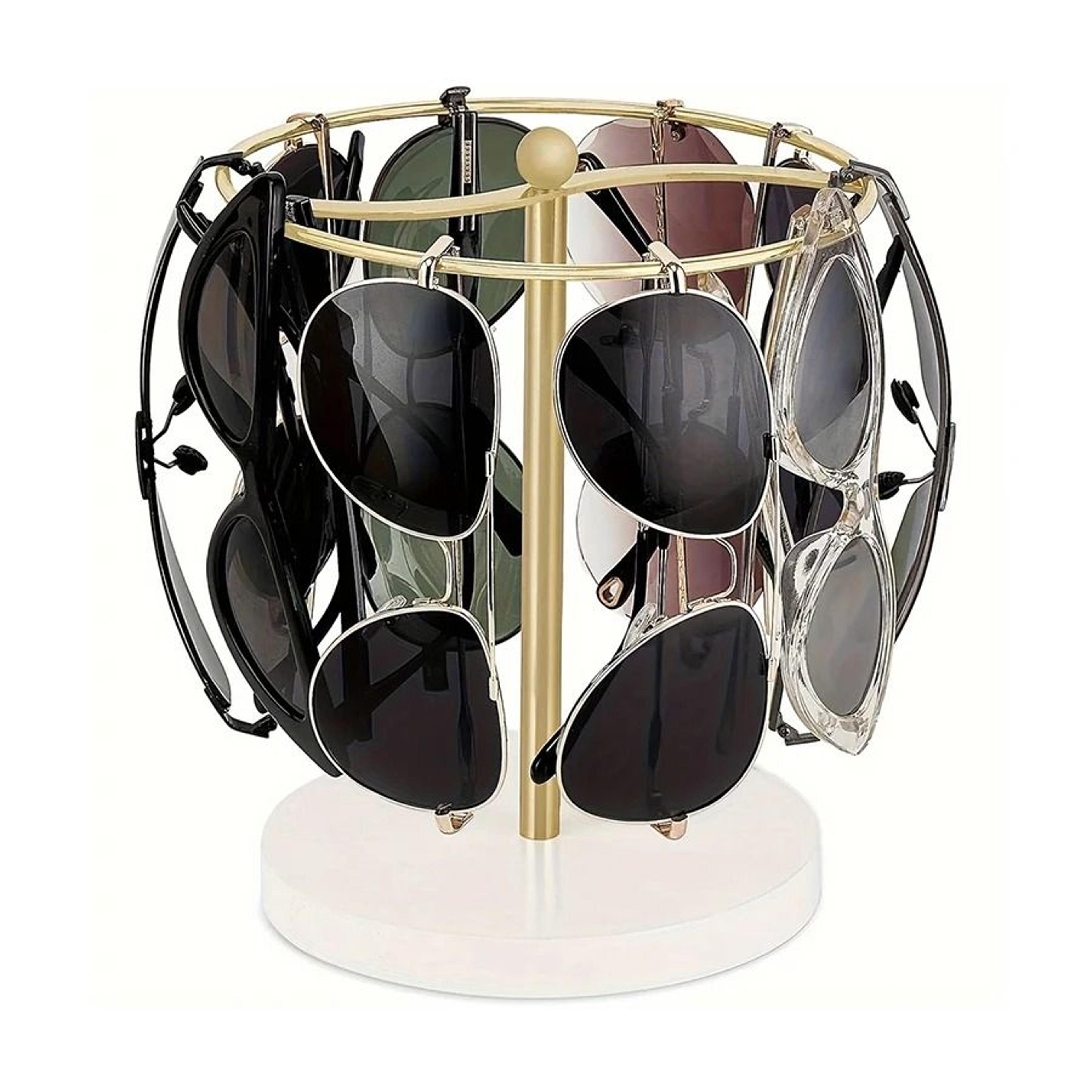 elegant metal & wooden sunglasses storage stand (12-pair eyewear display organizer)