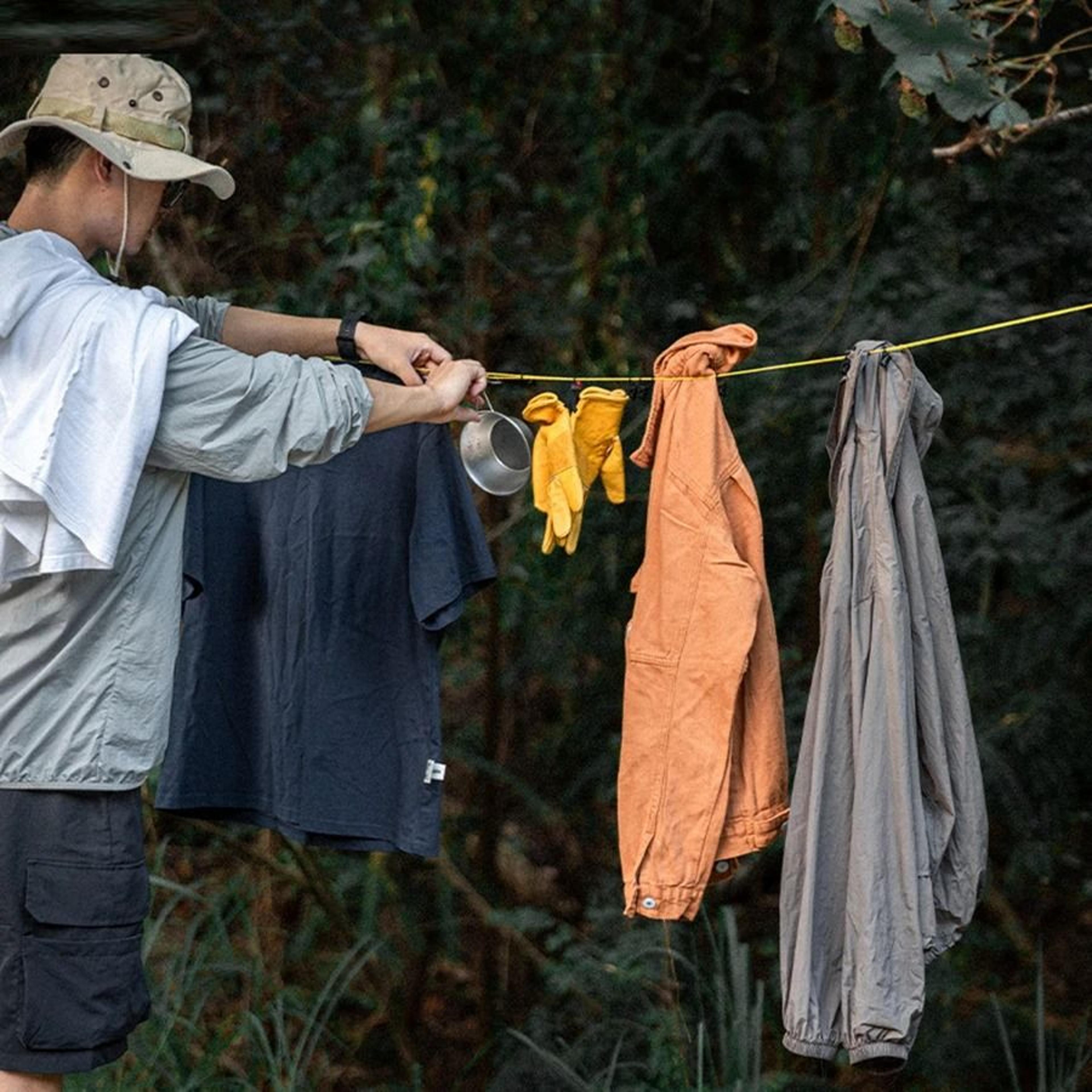 Adjustable Windproof Outdoor Clothesline With Clips  Portable Camping  Travel Laundry Drying Rope 3