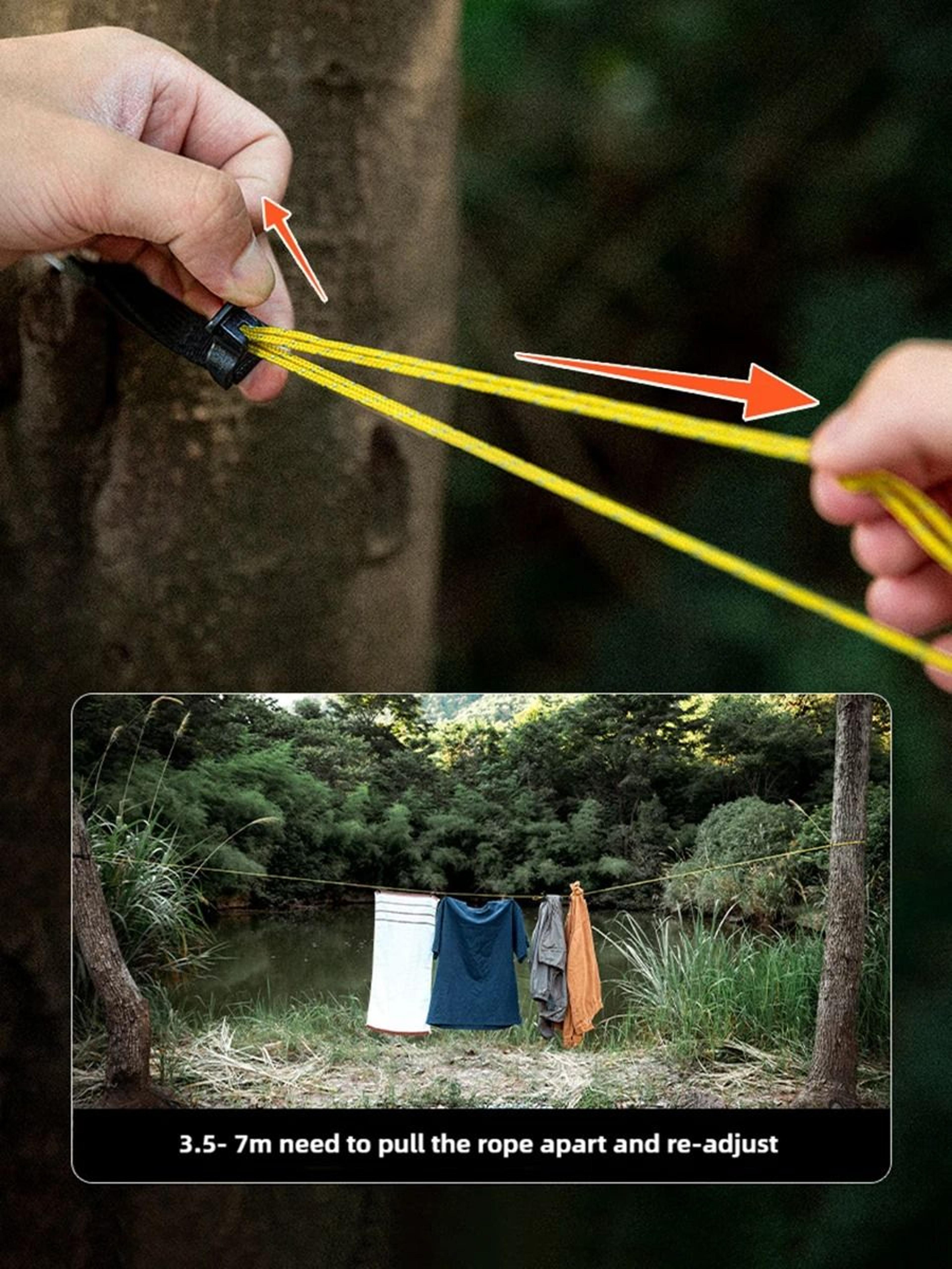 Adjustable Windproof Outdoor Clothesline With Clips  Portable Camping  Travel Laundry Drying Rope 4