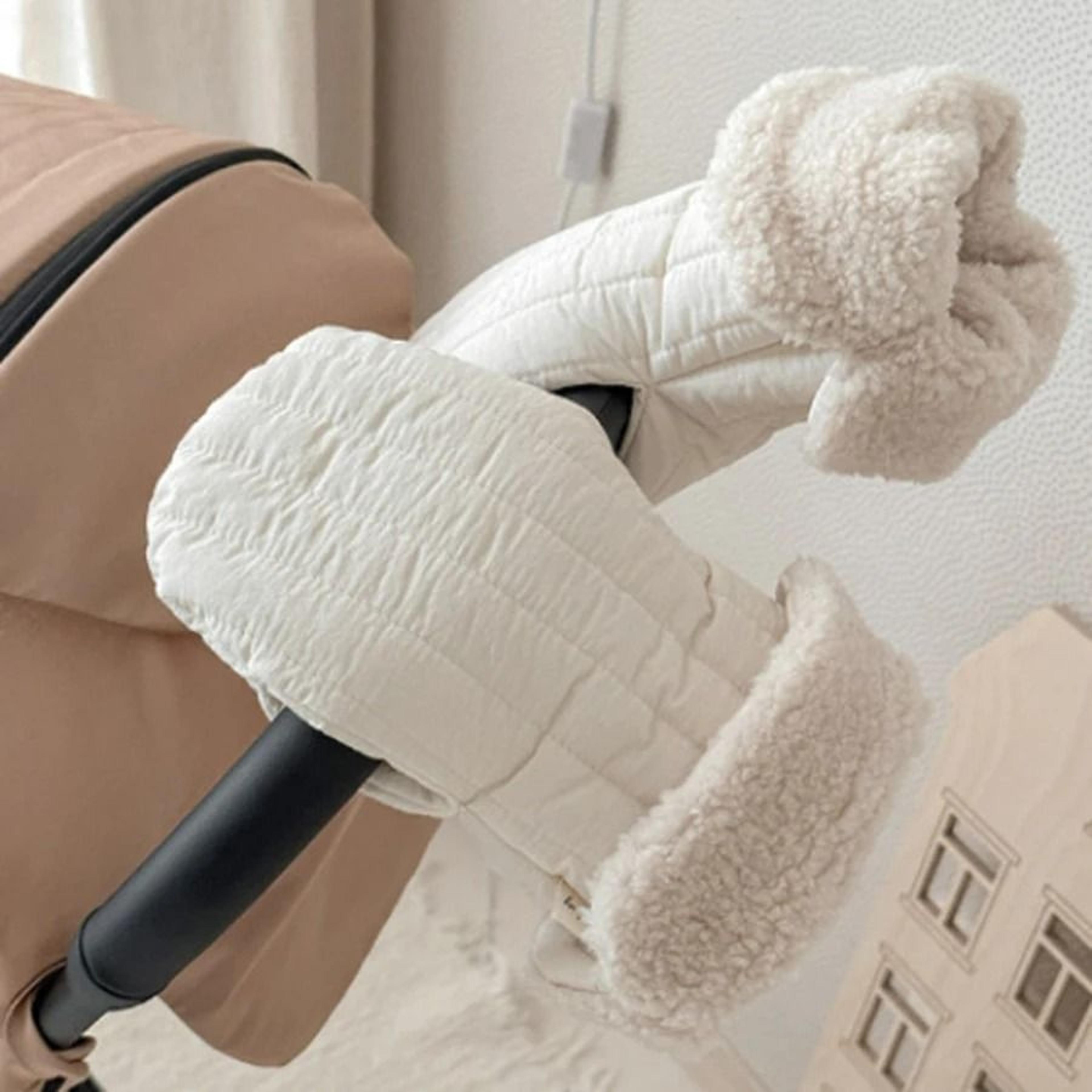 outdoor windproof warm fleece-lined baby stroller gloves & anti-freeze hand muffs