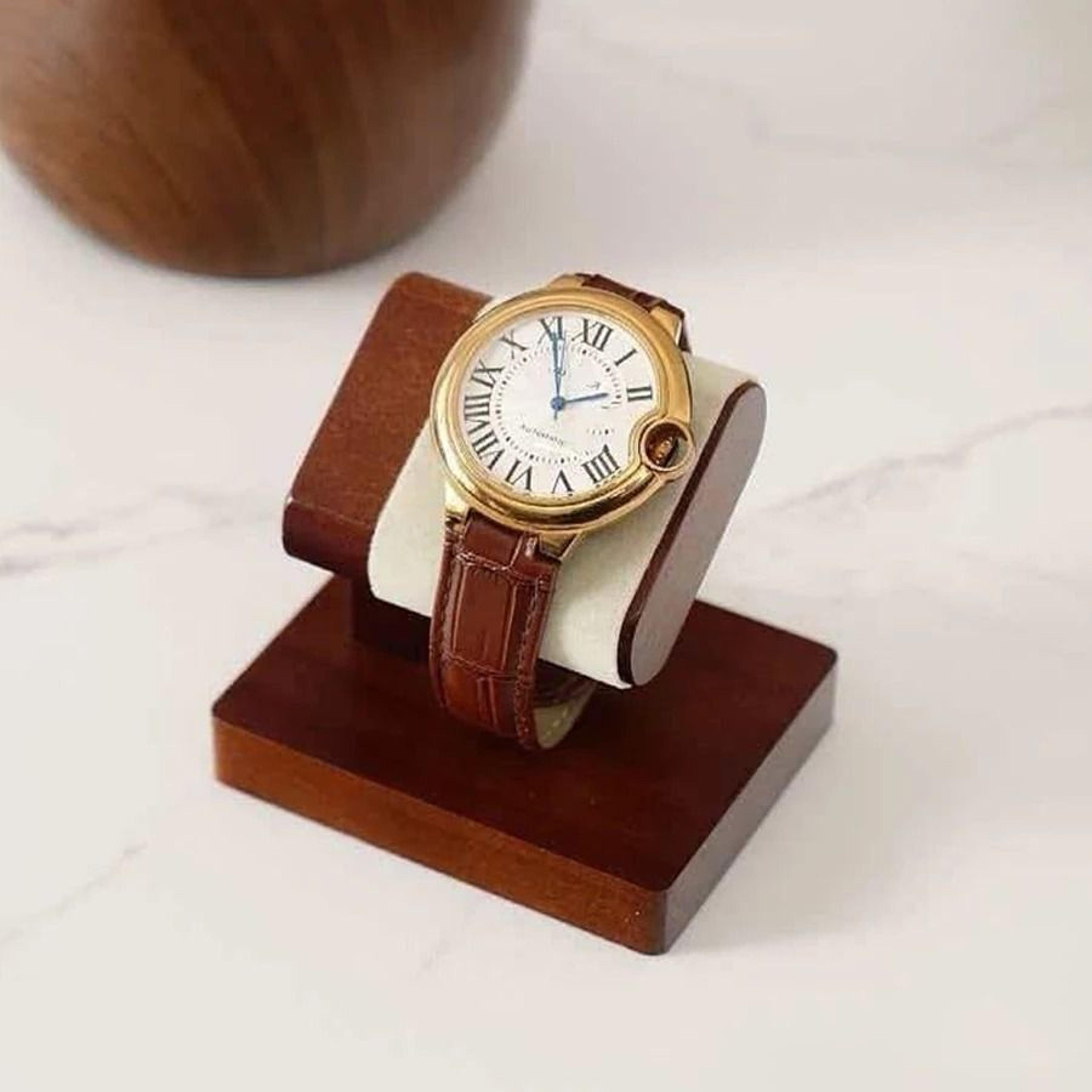 solid wooden watch display stand - luxury wristwatch & bracelet holder desk organizer