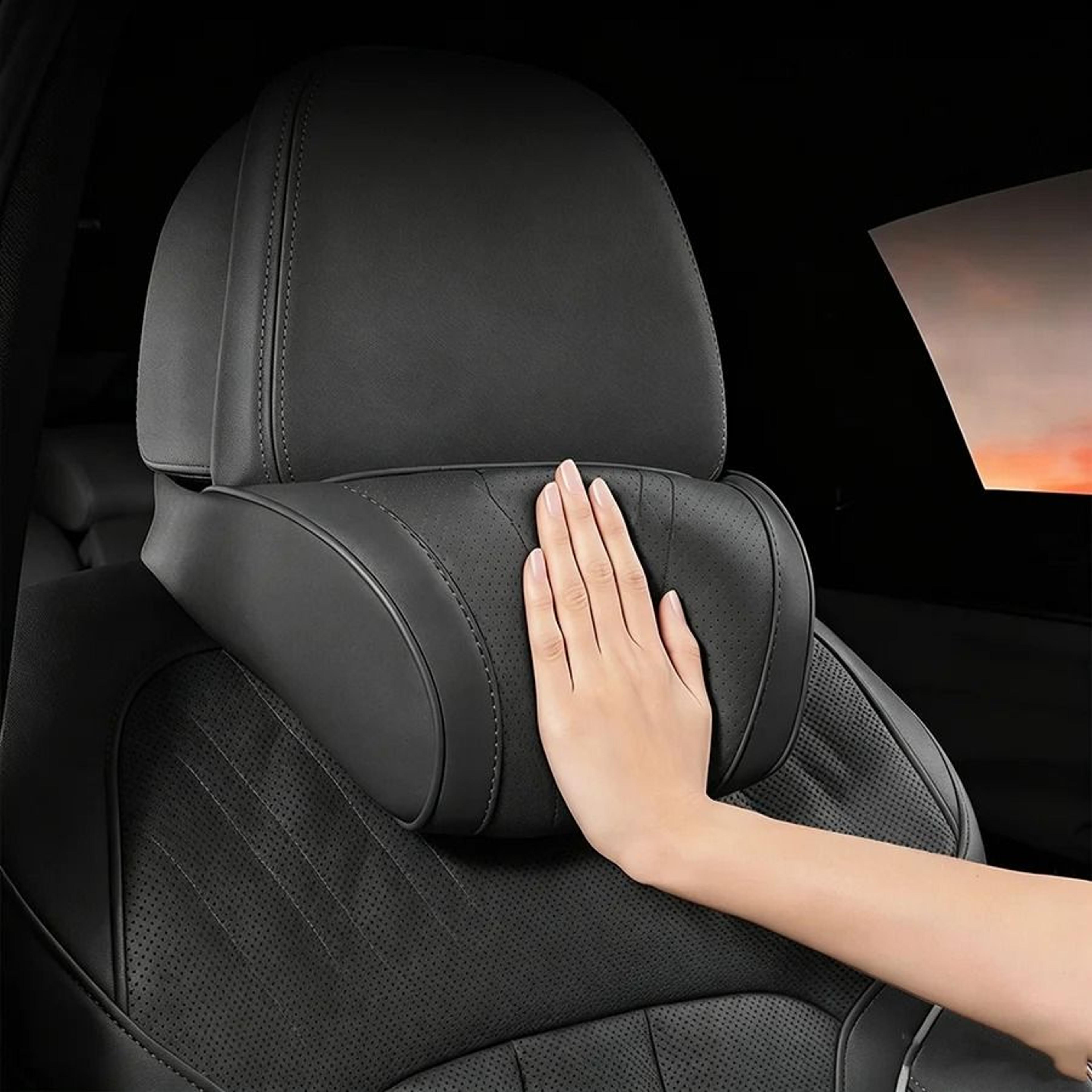 Luxurious Memory Foam Car Headrest Cushion  Ergonomic Leather Neck Pillow For Car Seat 2