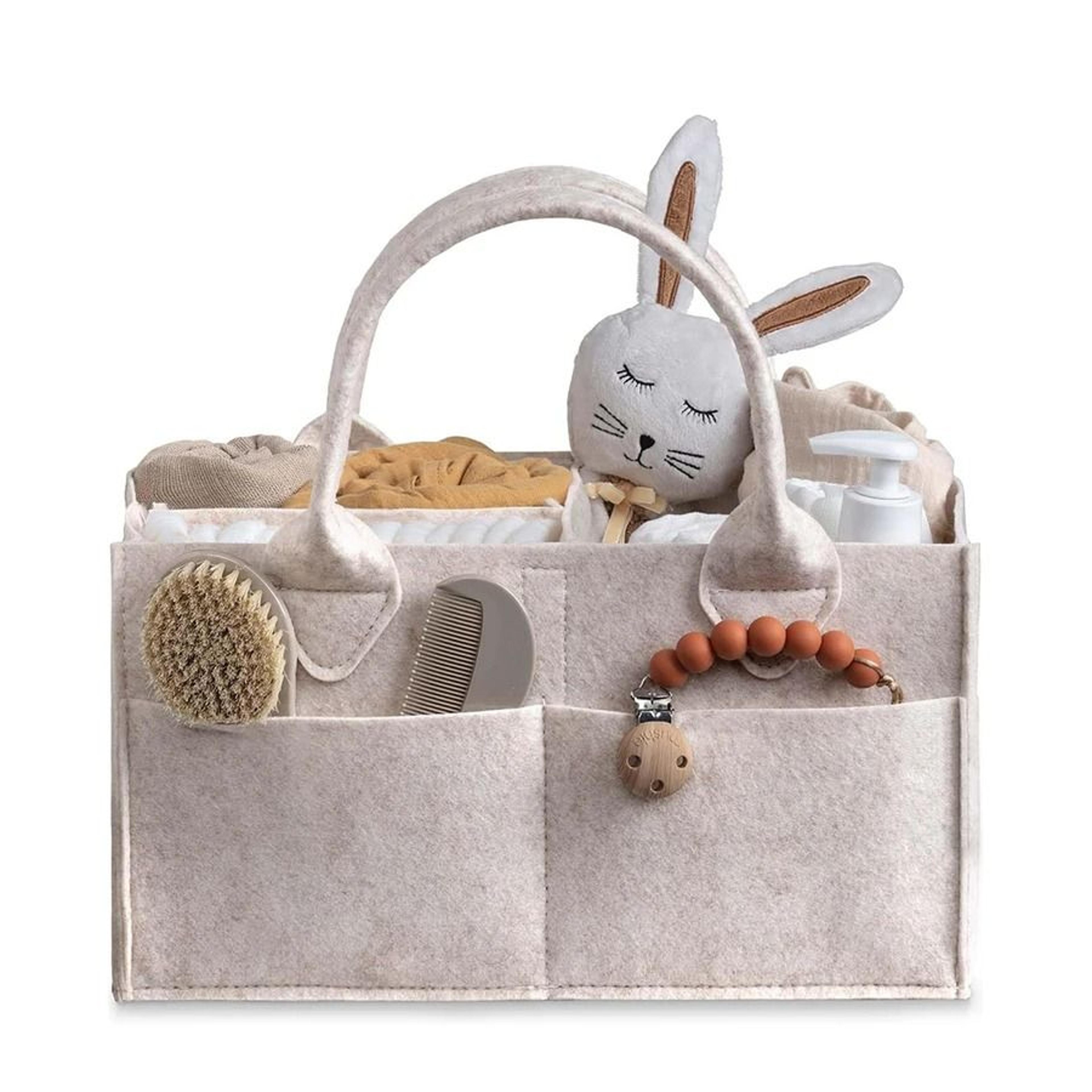 baby felt storage nursery organizer basket & infant diaper caddy carrier