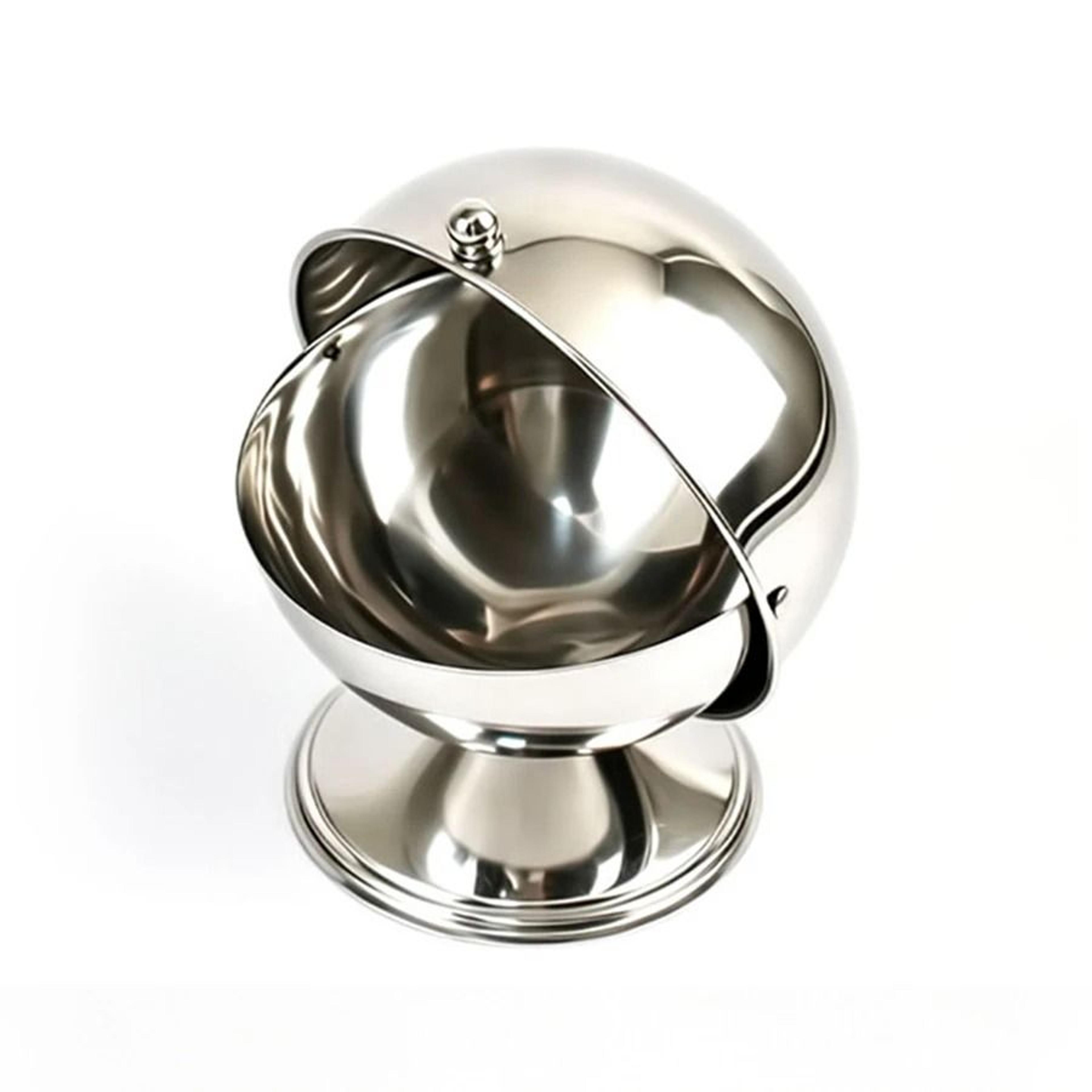 Modern Stainless Steel Sphere Jar With Flip Lid  Desktop Storage Container  Home Decor Organizer 3