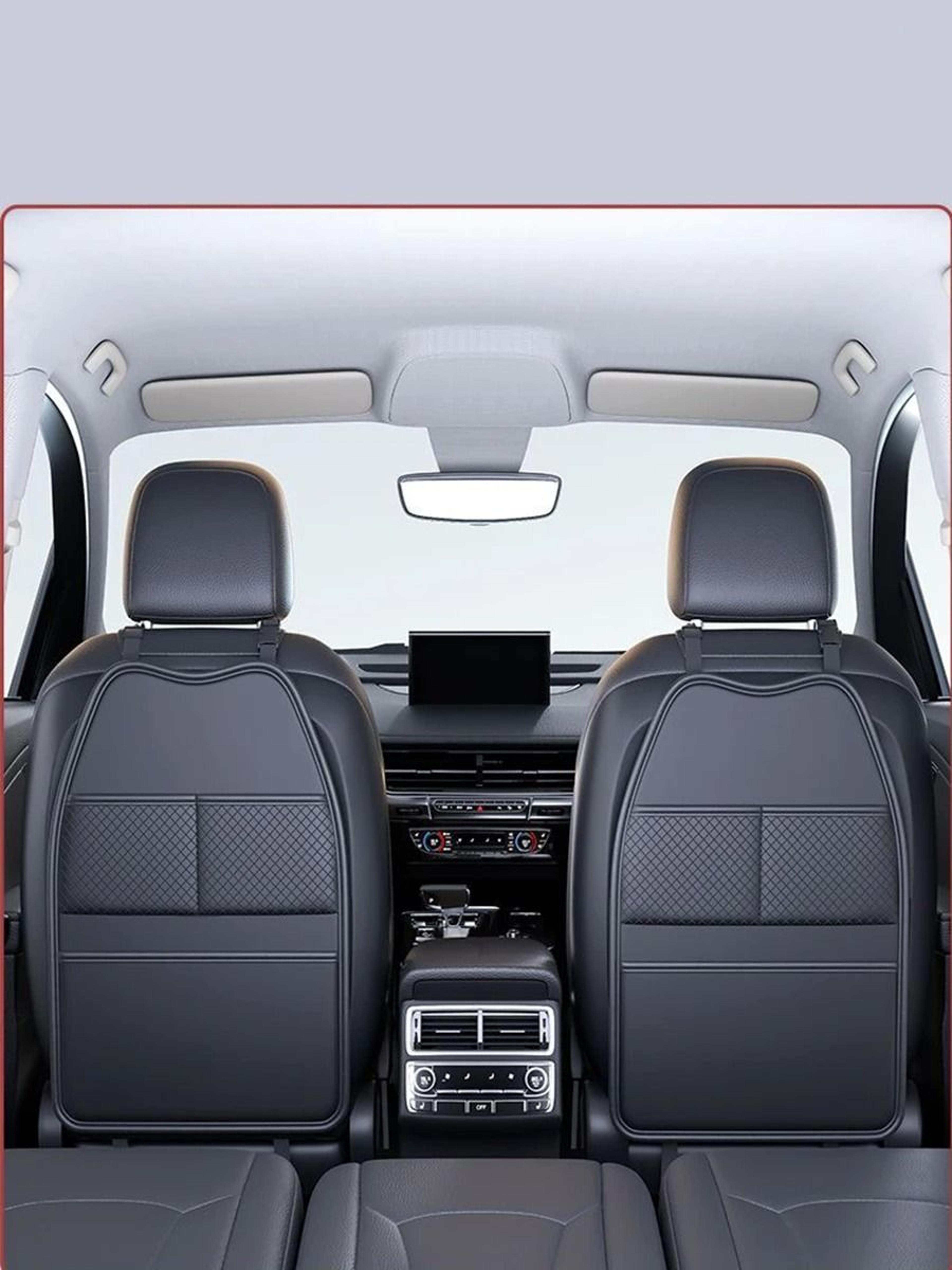 PU Leather Car Seat Back Kick Proof Pad With Pocket  Tablet Holder For Kids 4