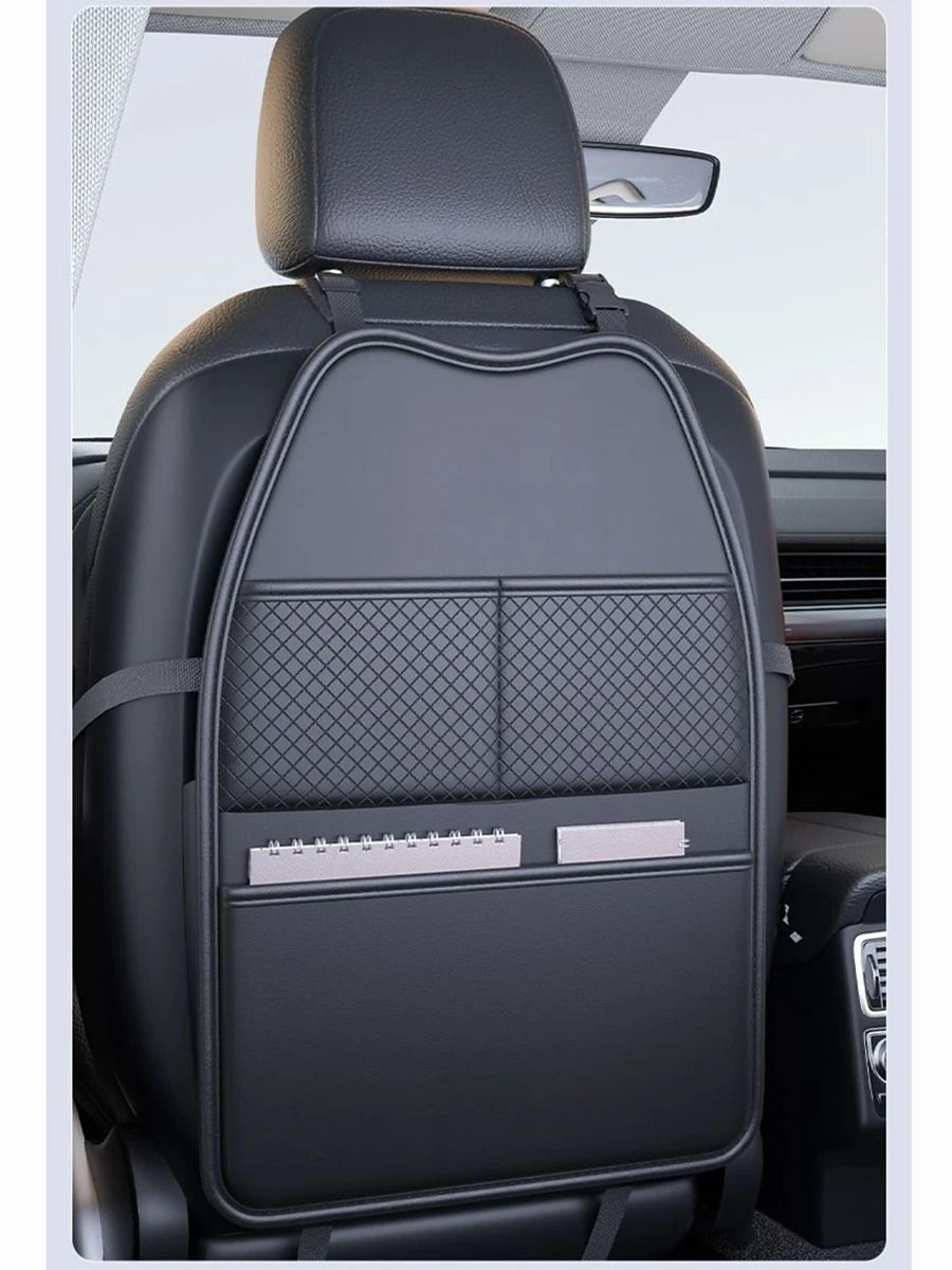 PU Leather Car Seat Back Kick Proof Pad With Pocket  Tablet Holder For Kids 2