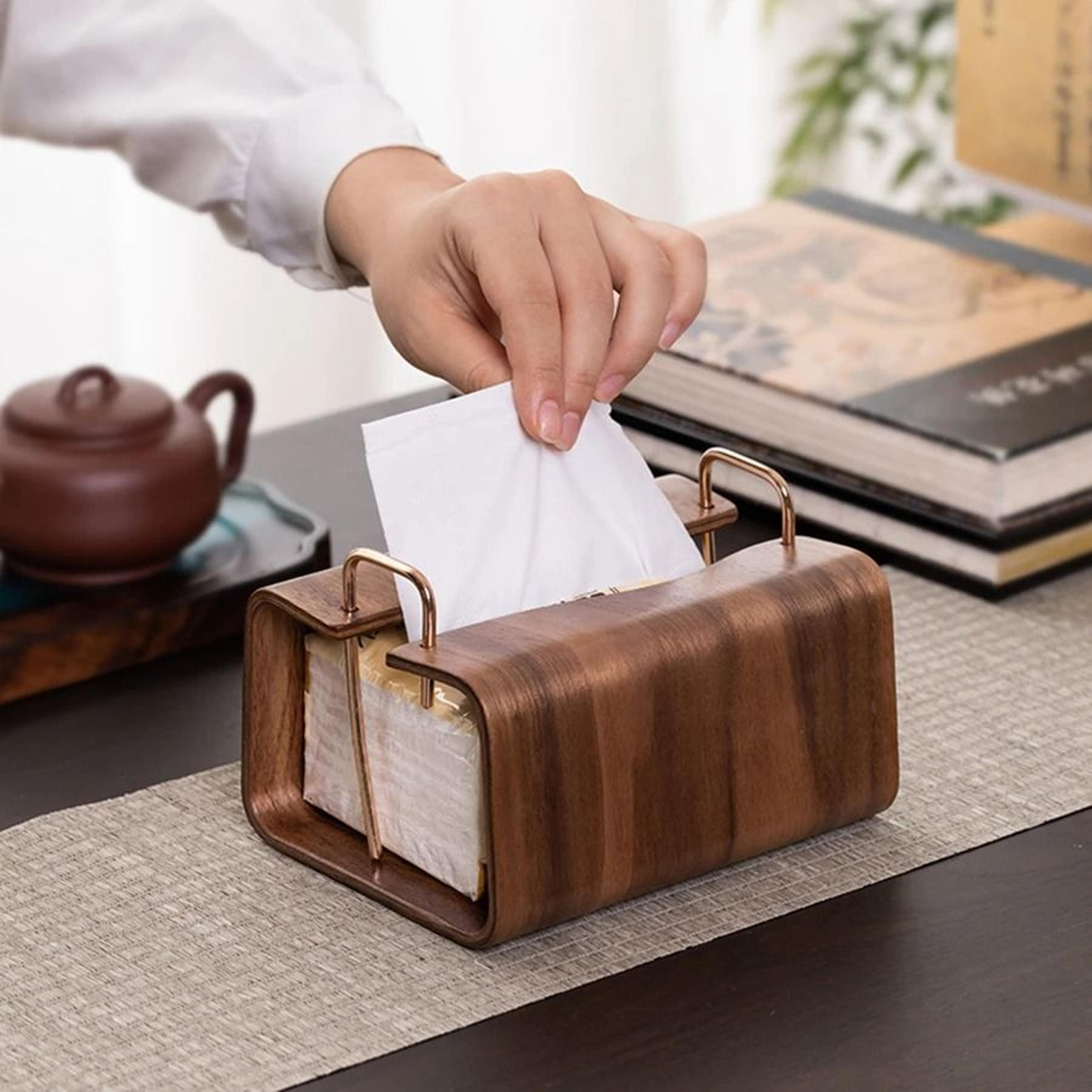 nordic wooden tissue box holder - retro household desktop paper towel cover & home decor