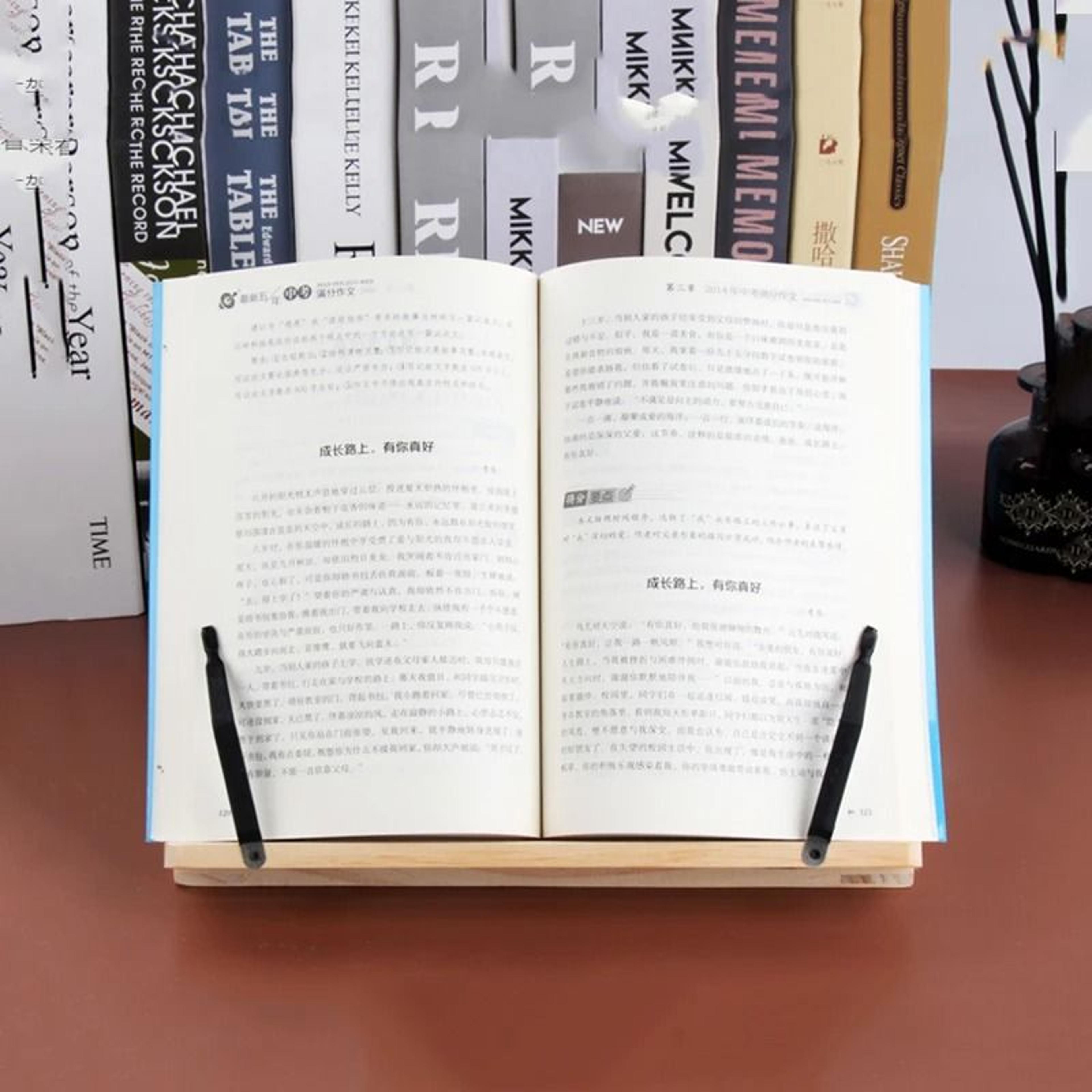 wood grain ergonomic reading stand & anti-myopia book support holder