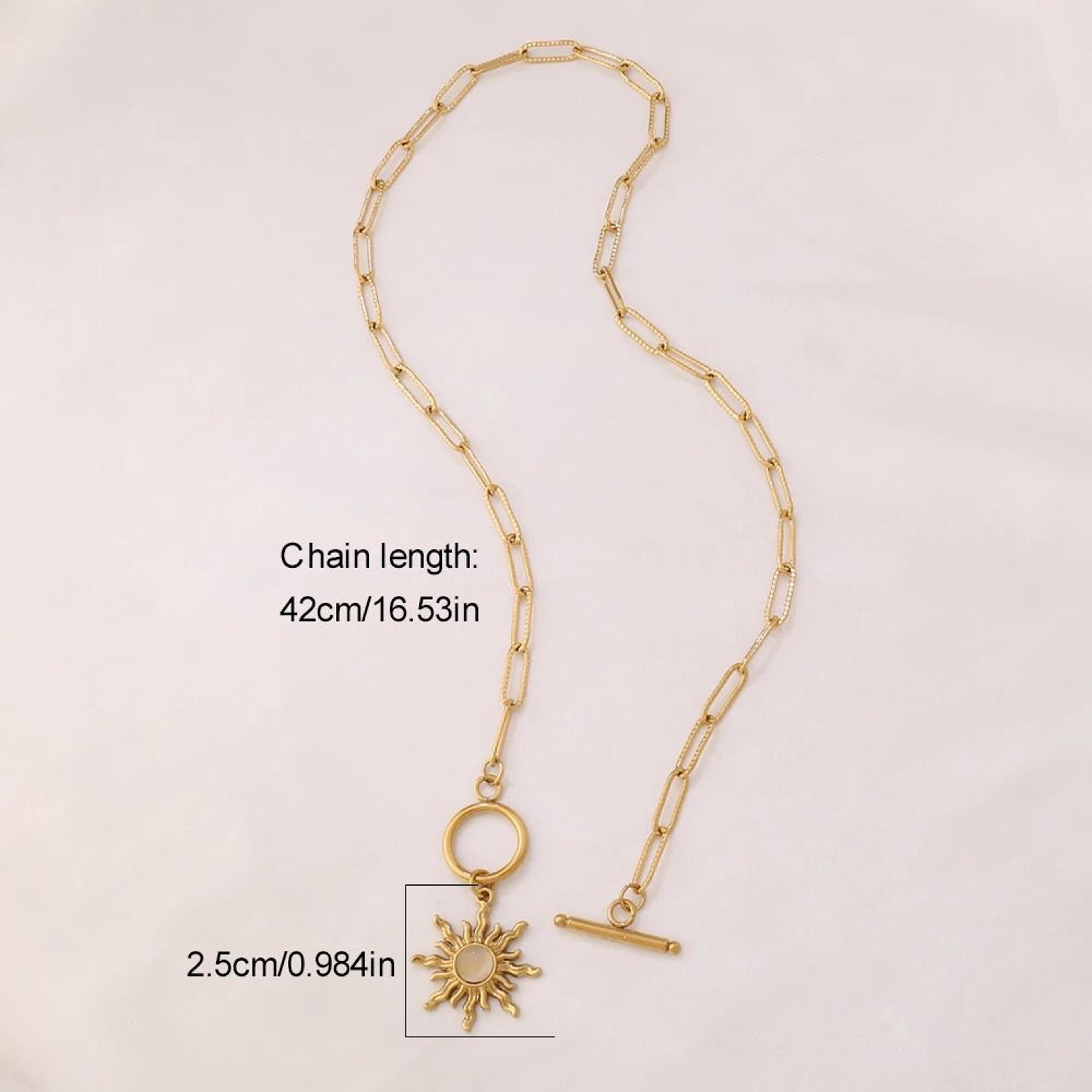 316L Stainless Steel Turquoise Sun Pendant Necklace  Gold Boho Celestial Choker 5