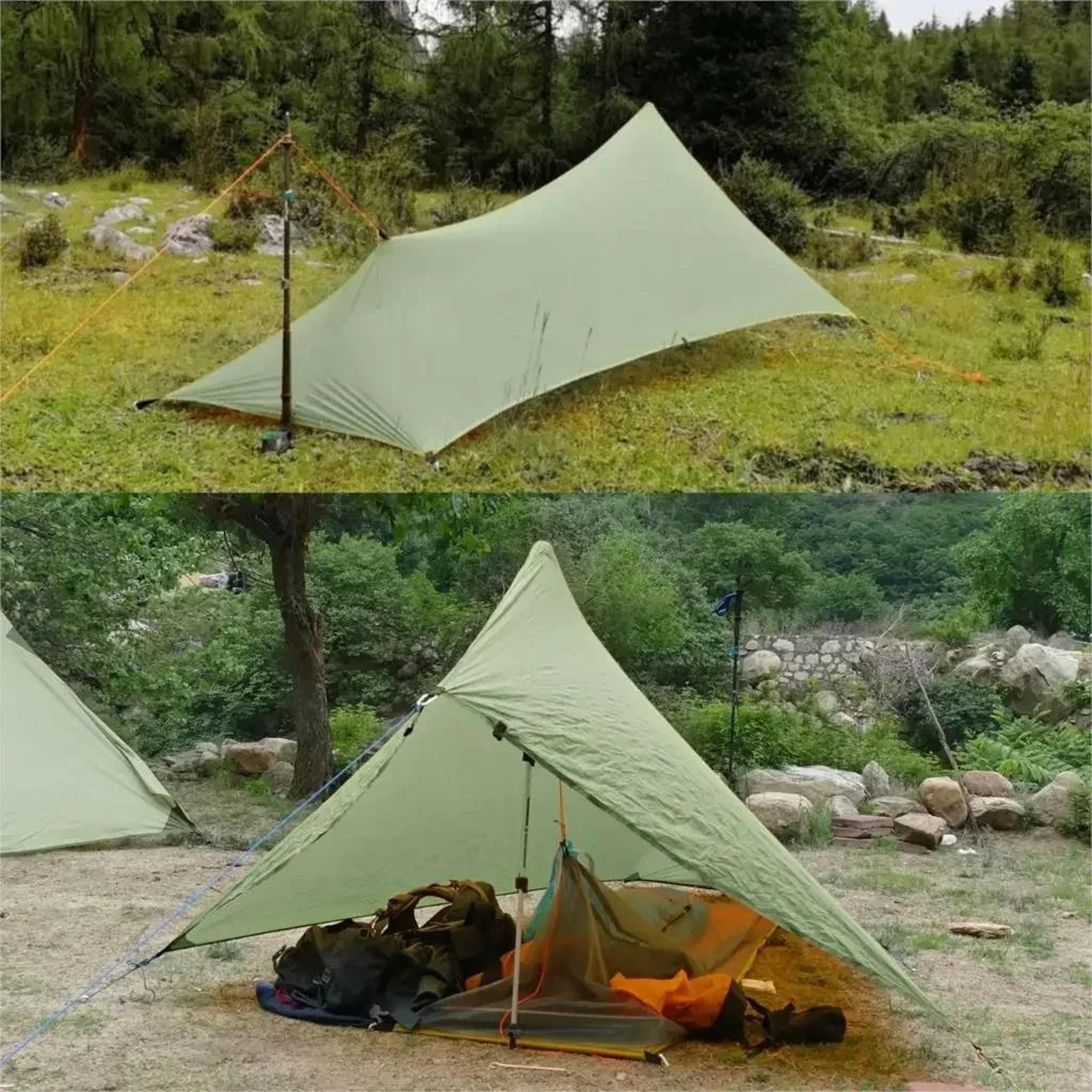 ultralight 310g waterproof 20d double-sided silicone nylon tent flysheet - compact camping tarp & hammock rainfly