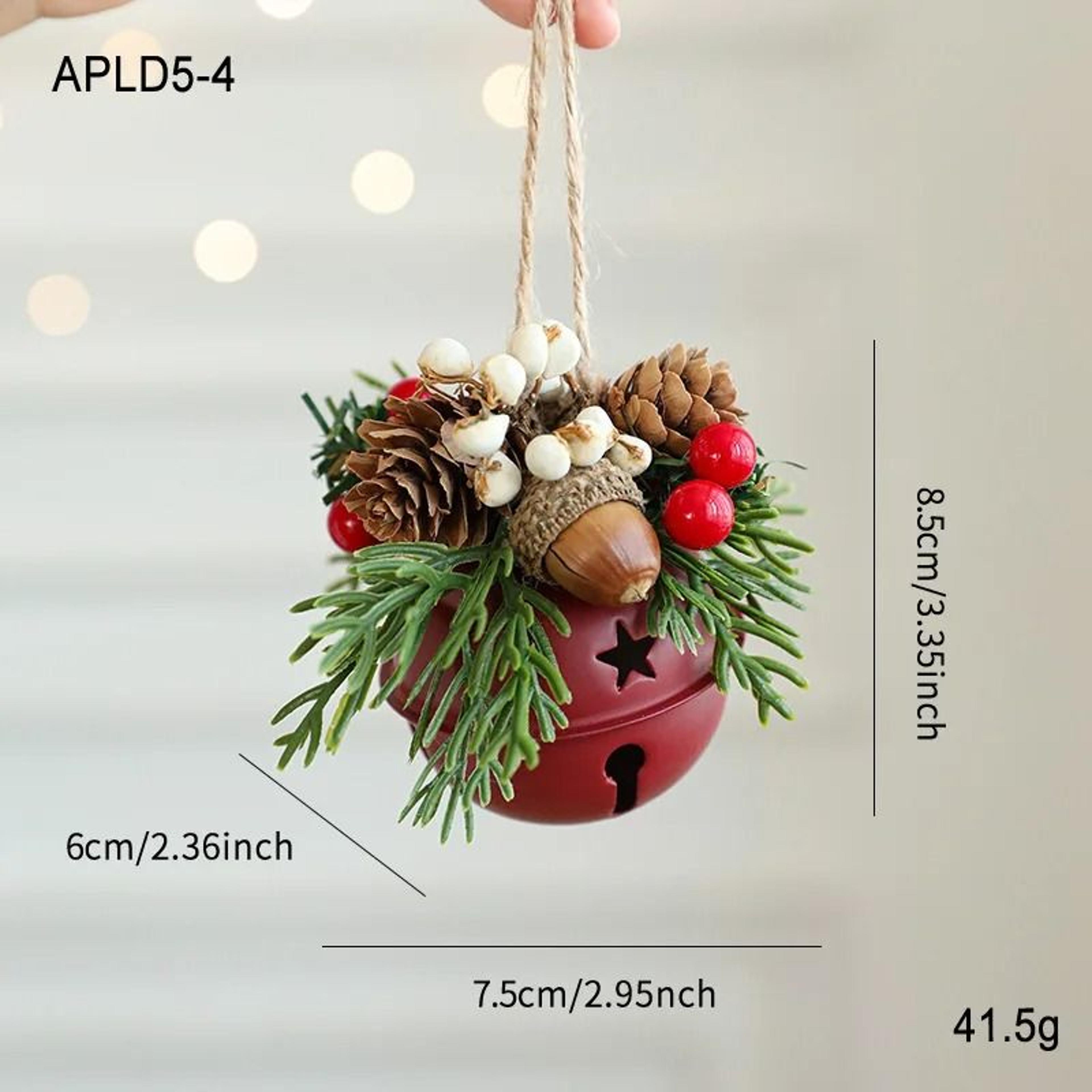 Christmas Bell Antlers Bow  Pinecone Mixed Pendant  Festive Tree Window Showcase  Car Hanging Decor 12