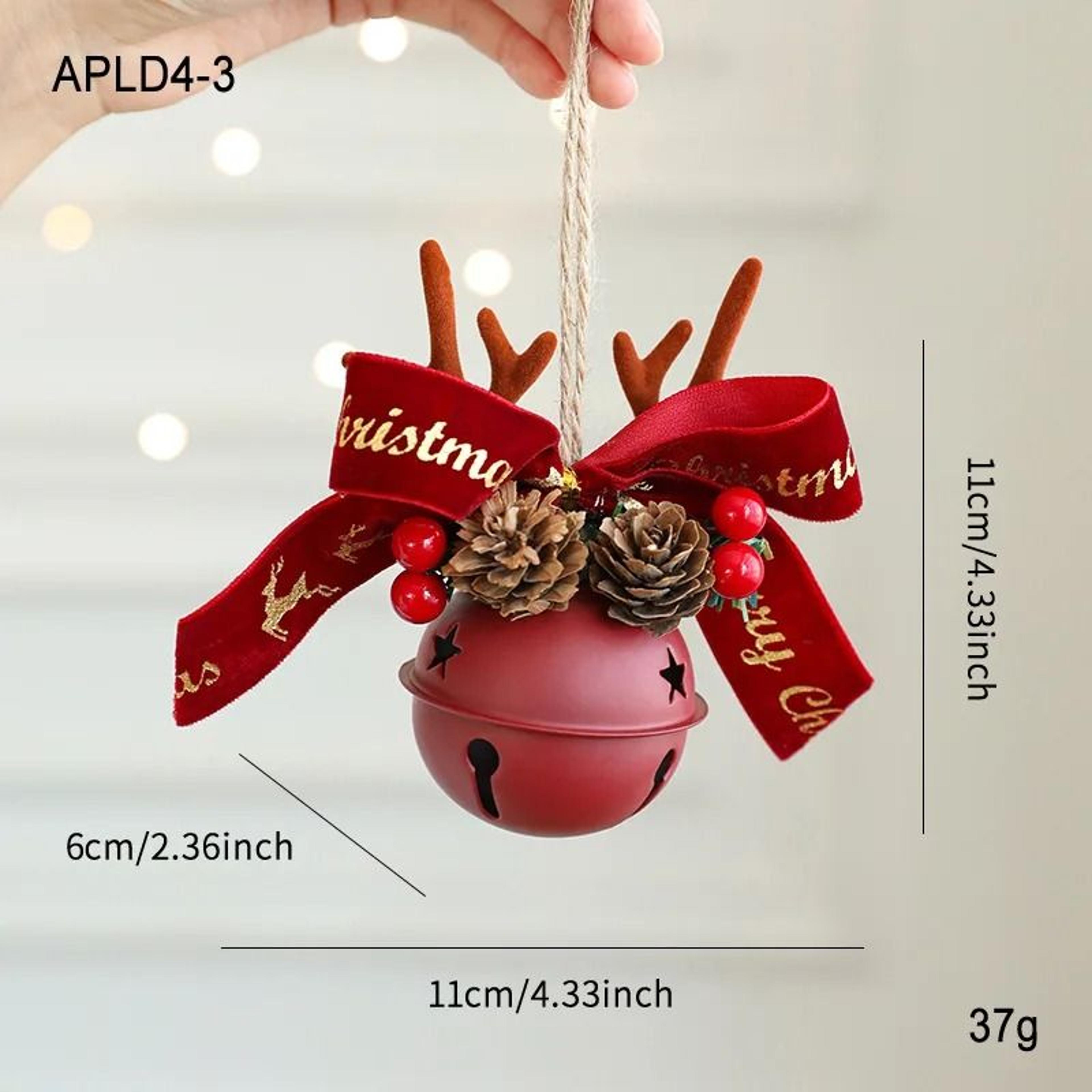 Christmas Bell Antlers Bow  Pinecone Mixed Pendant  Festive Tree Window Showcase  Car Hanging Decor 14
