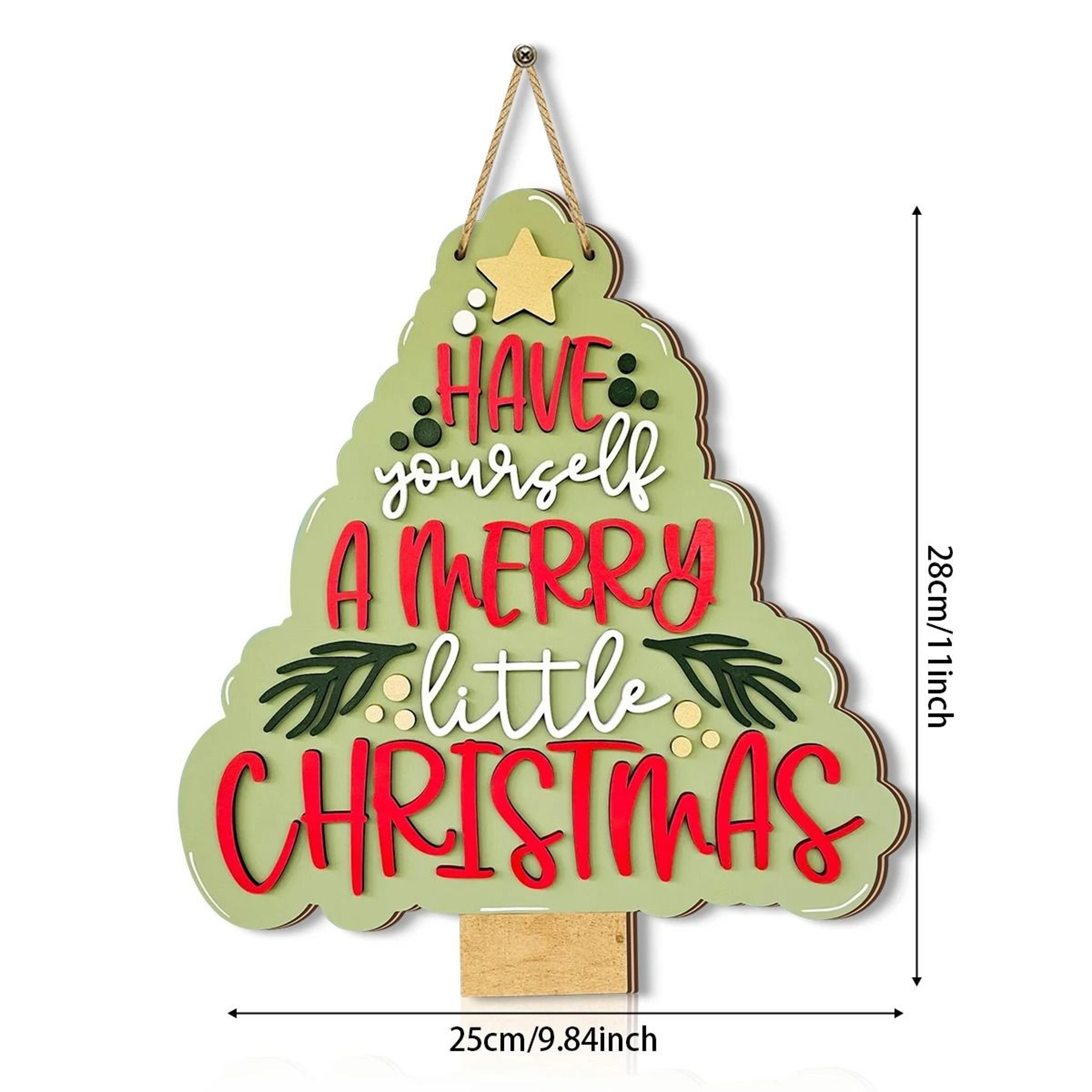 Rustic Wooden Christmas Tree Bell Ornament  Have Yourself A Merry Little Christmas Holiday Hanging  5