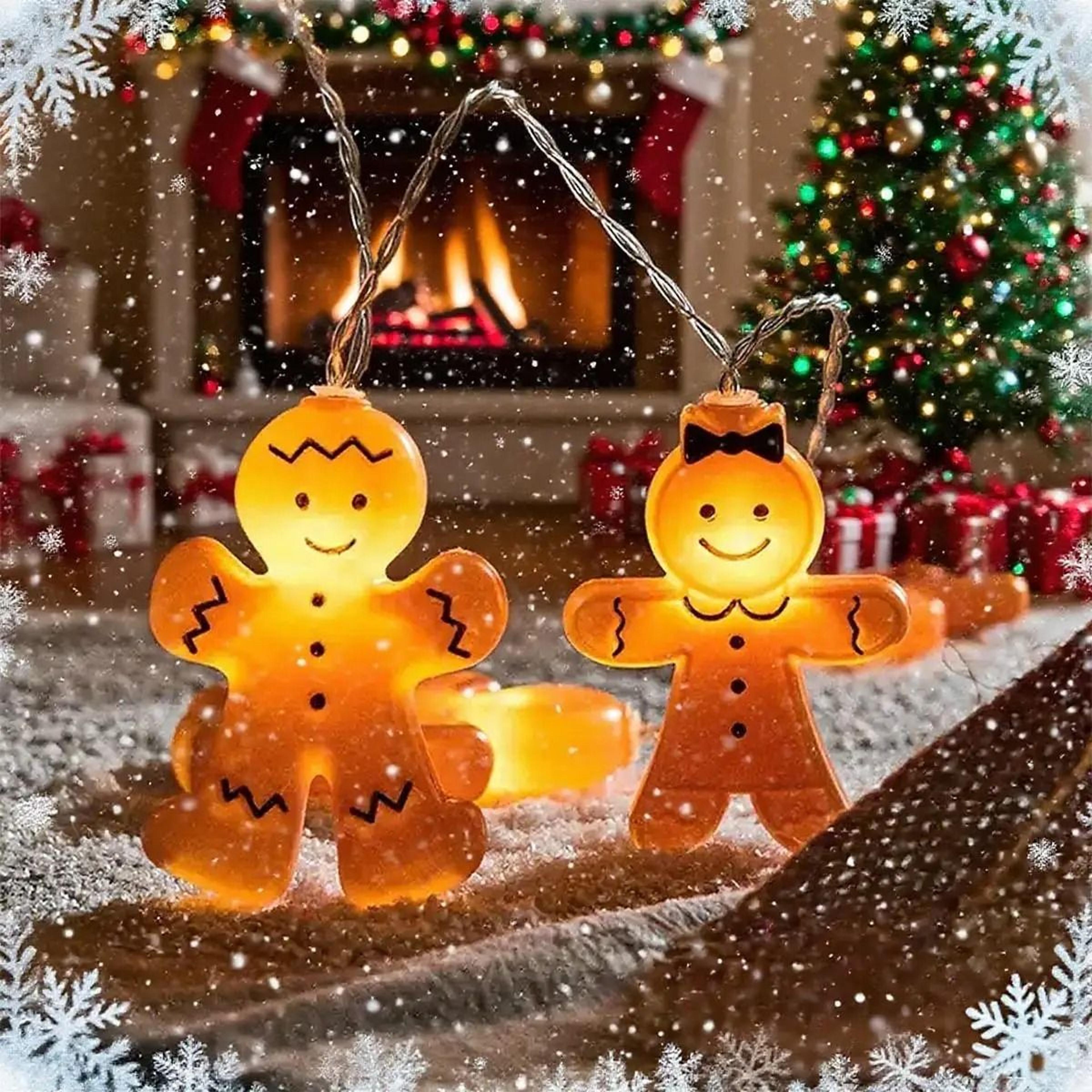 Gingerbread Man LED String Lights  Warm Christmas Window  Indoor Party Decor 1
