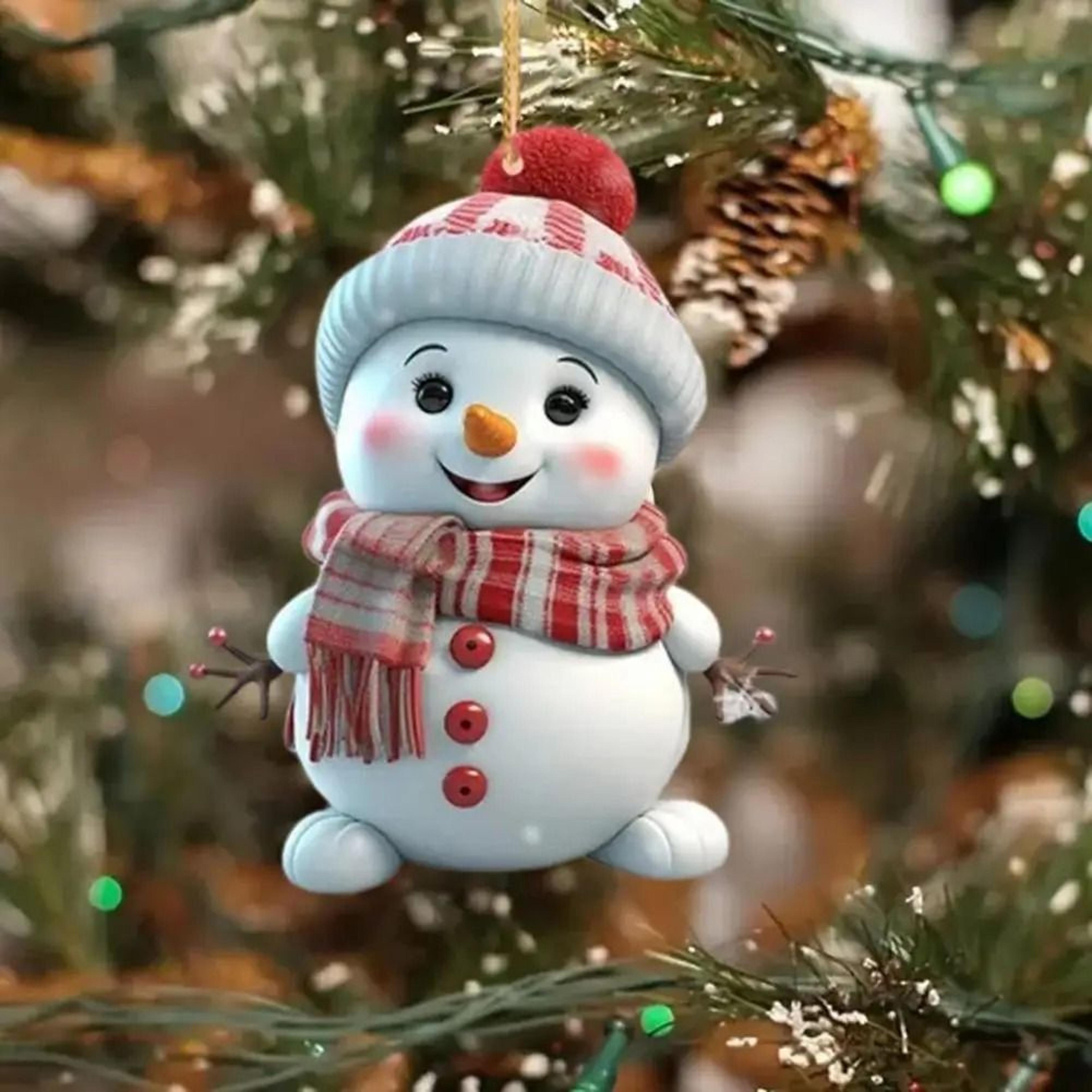 5pcs christmas snowman acrylic hanging ornaments - festive tree & home pendant decor