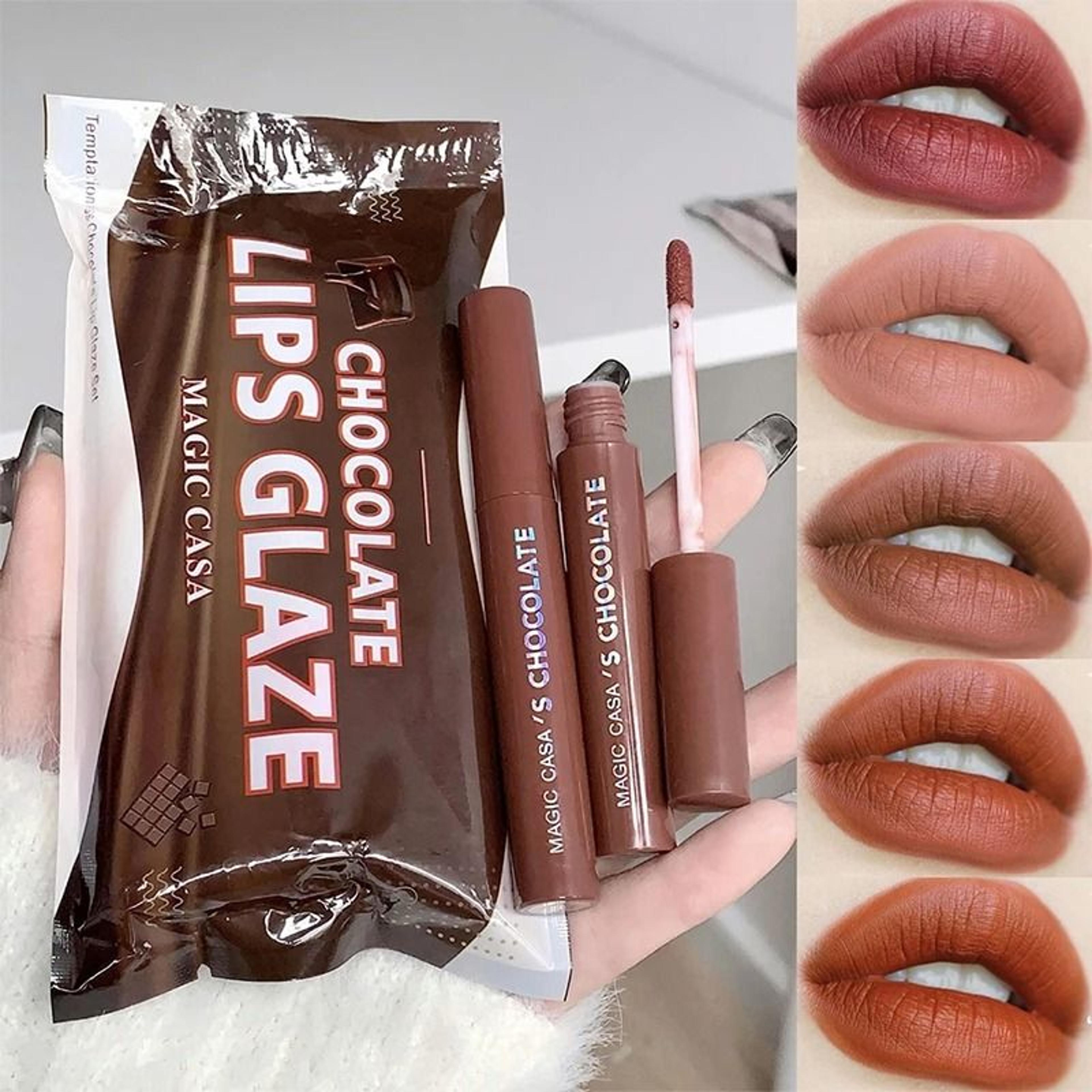 Chocolate 5Piece Matte Lip Glaze Set  Velvet Mist Liquid Lipstick Pack For Girls  Students 6