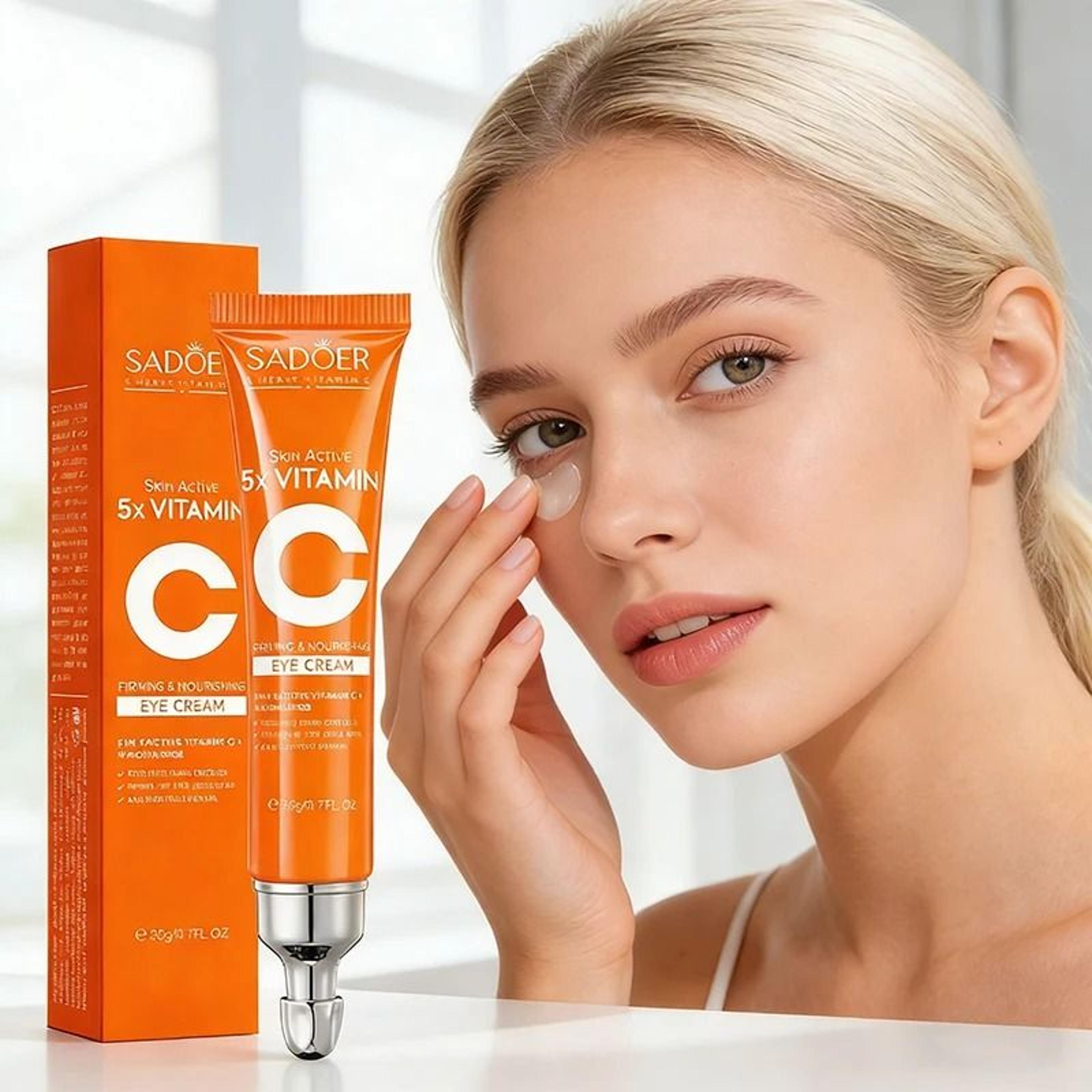 sadoer vitamin c brightening eye cream - anti-dark circles, eye bag & firming care