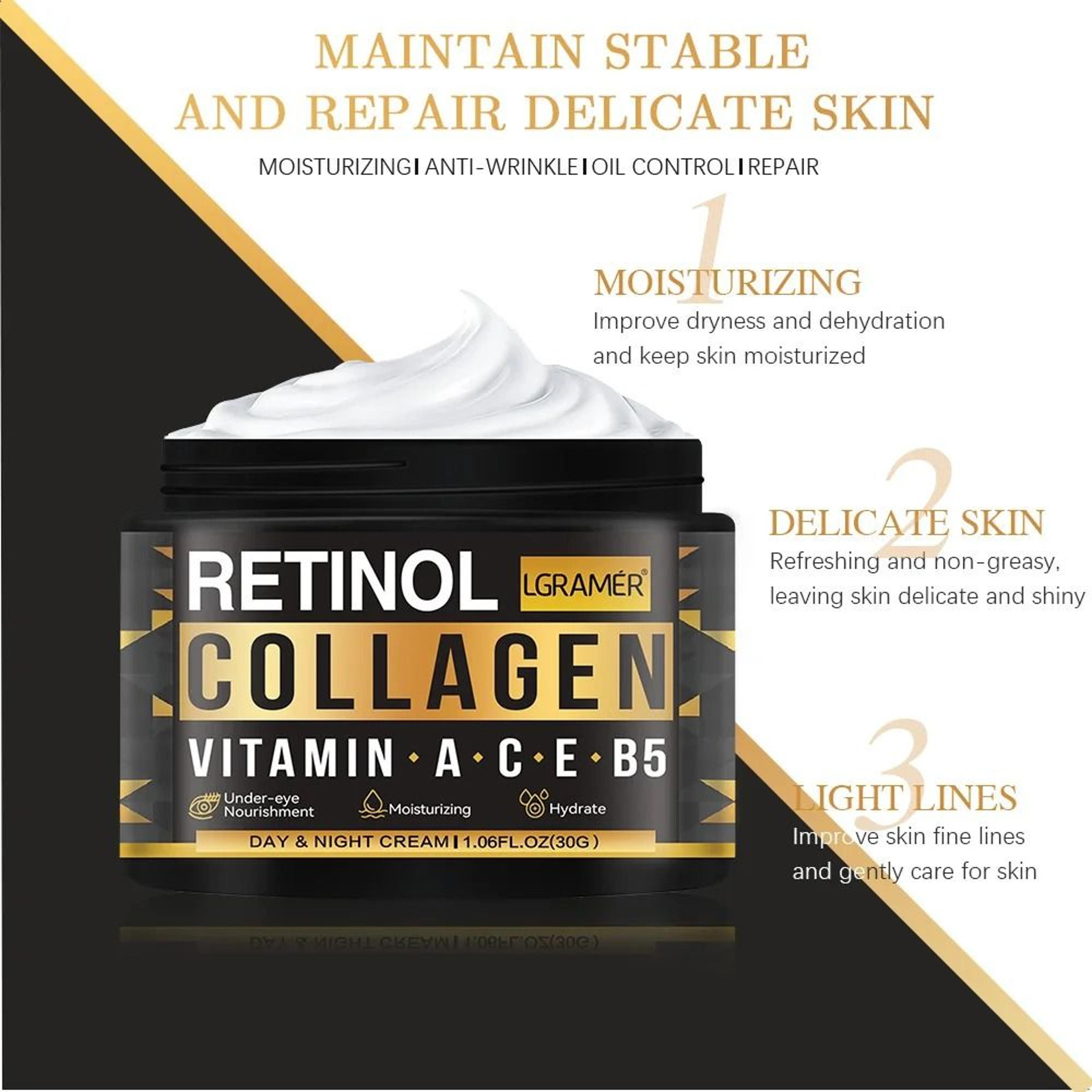 Mens Retinol Collagen Face Cream  AntiWrinkle Firming  Hydrating Moisturizer 5