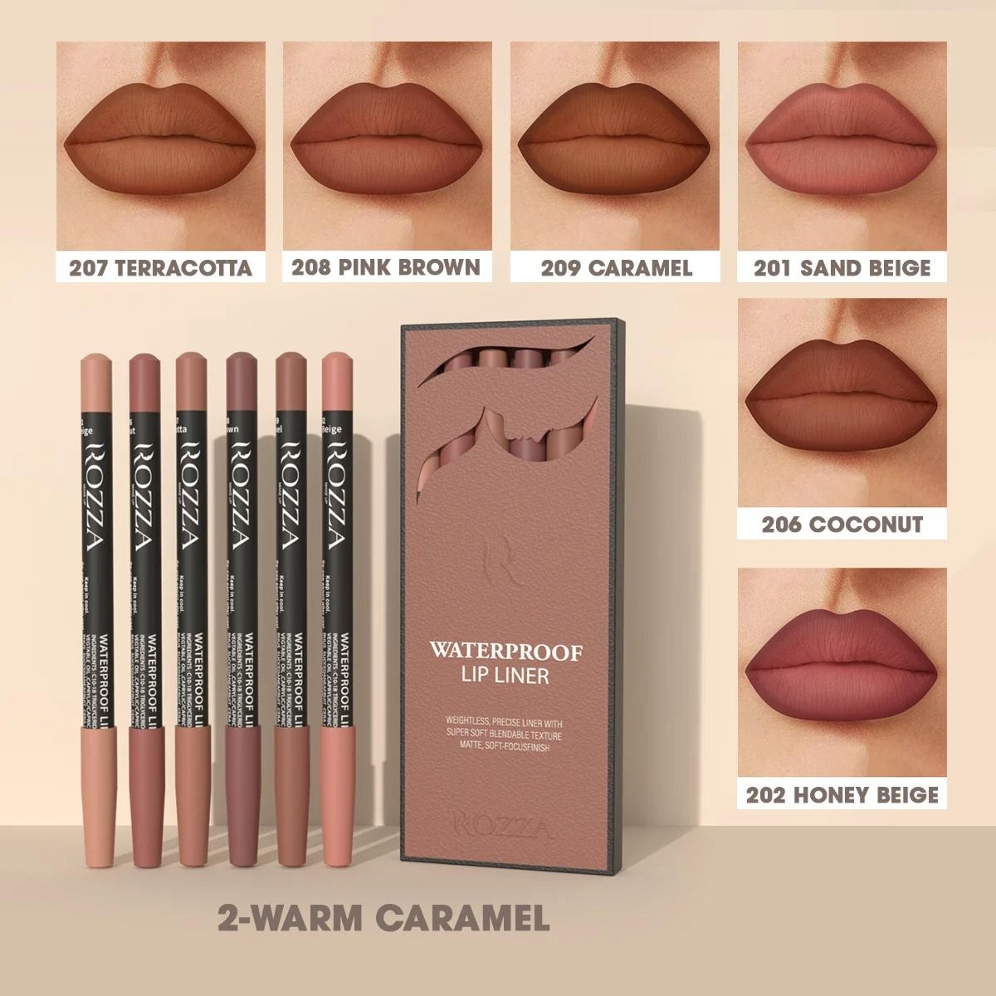 rozza waterproof lip liner pencil set - precise & blendable matte lip contour pencils