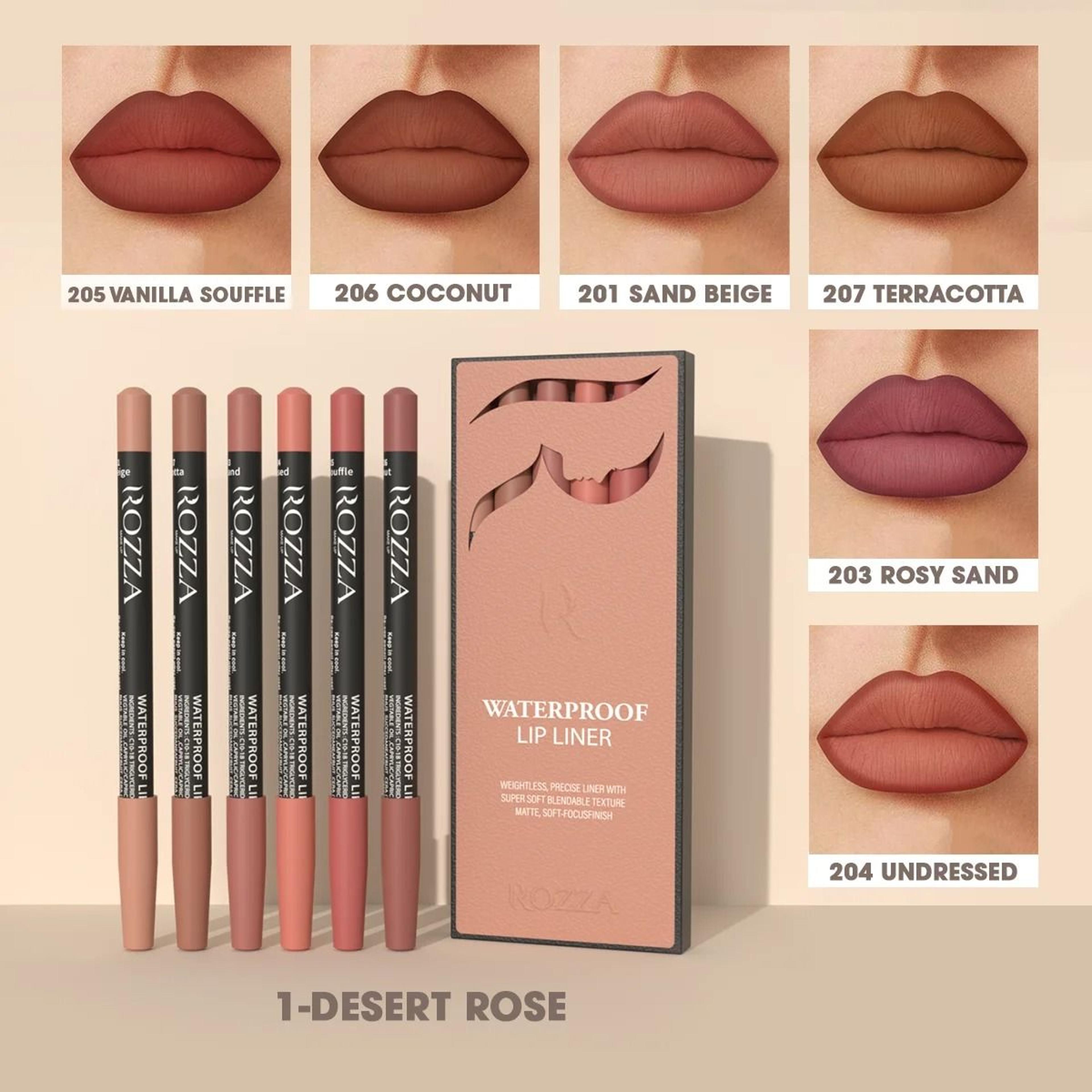 Rozza Waterproof Lip Liner Pencil Set  Precise  Blendable Matte Lip Contour Pencils 8