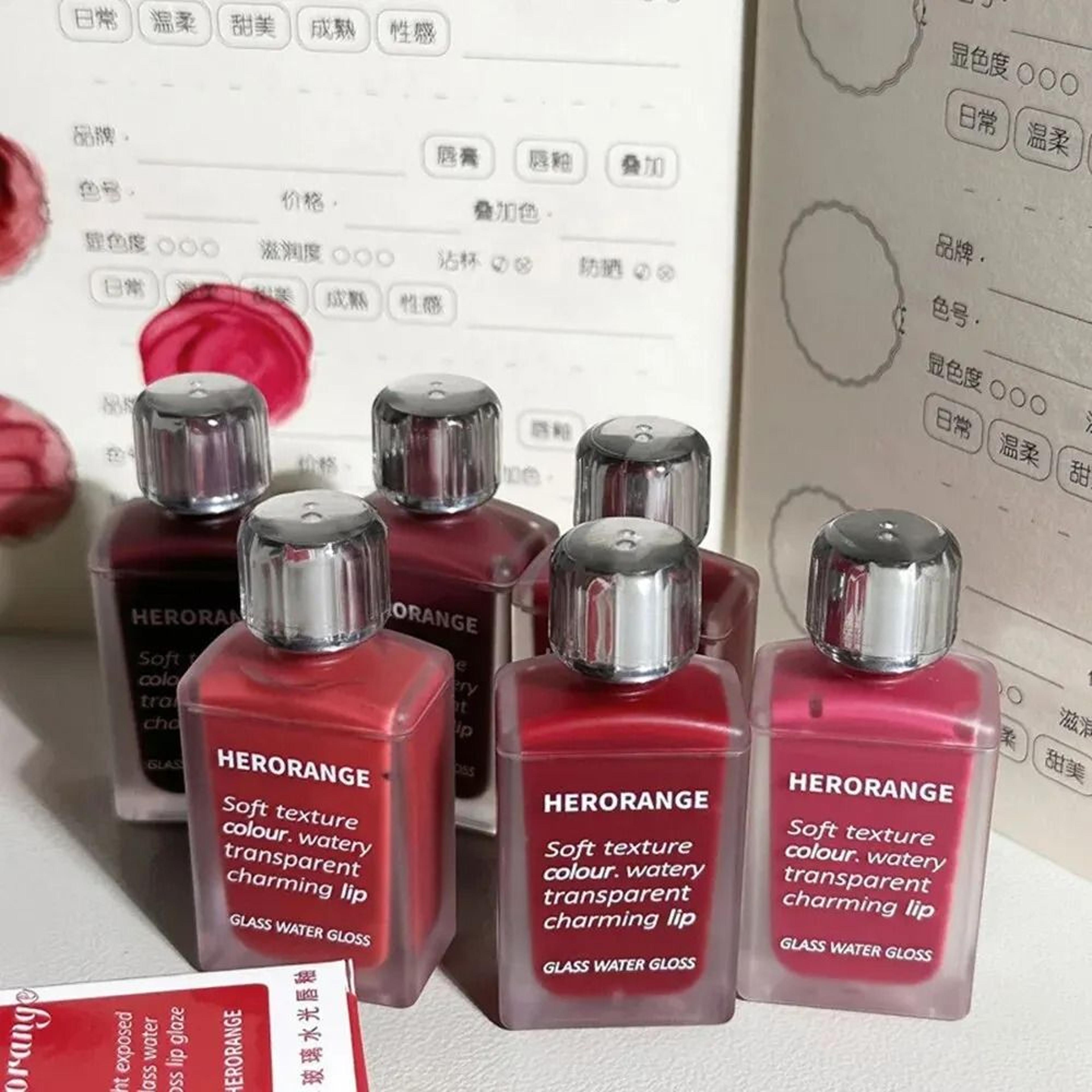 Herorange Lightly Glass Water Gloss Lip Glaze  Mirror Plumping Lip Oil  NonStick Cup Lip Tint 2