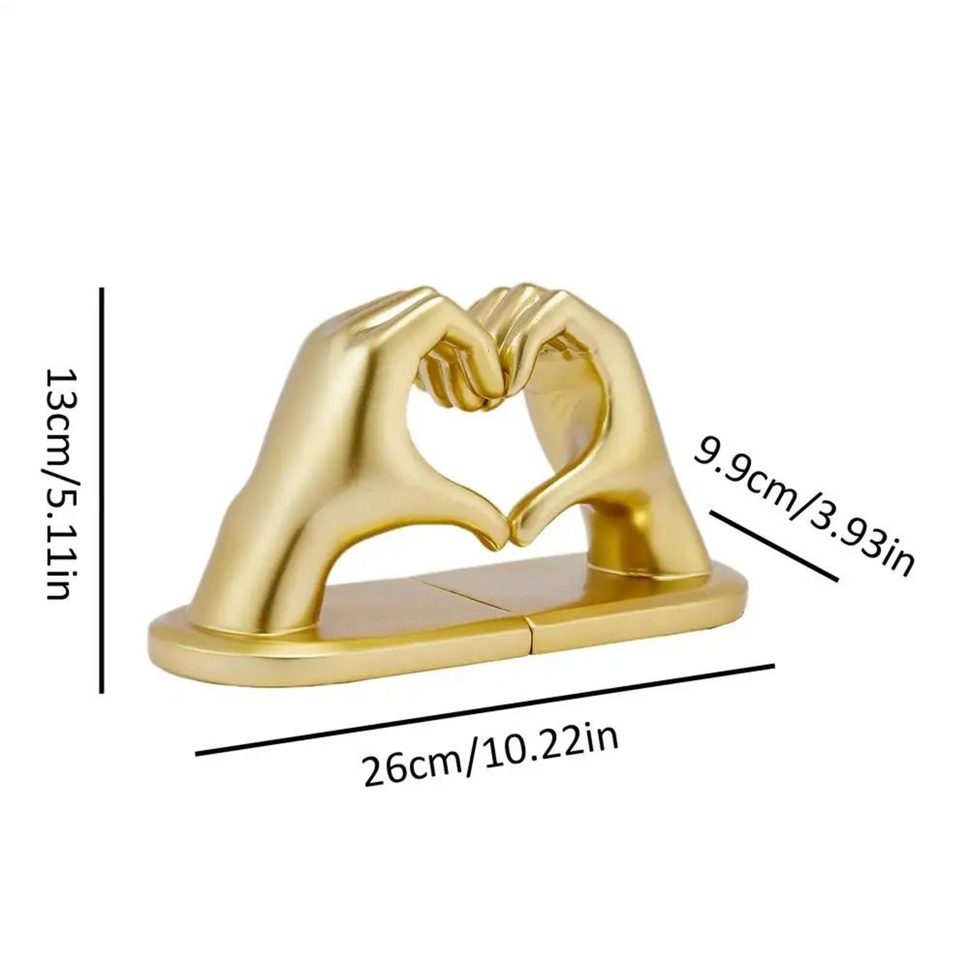 Gold Decorative Finger Heart Statue Bookends  Modern HeartShape Sculpture Book Supports For Bookshe 6
