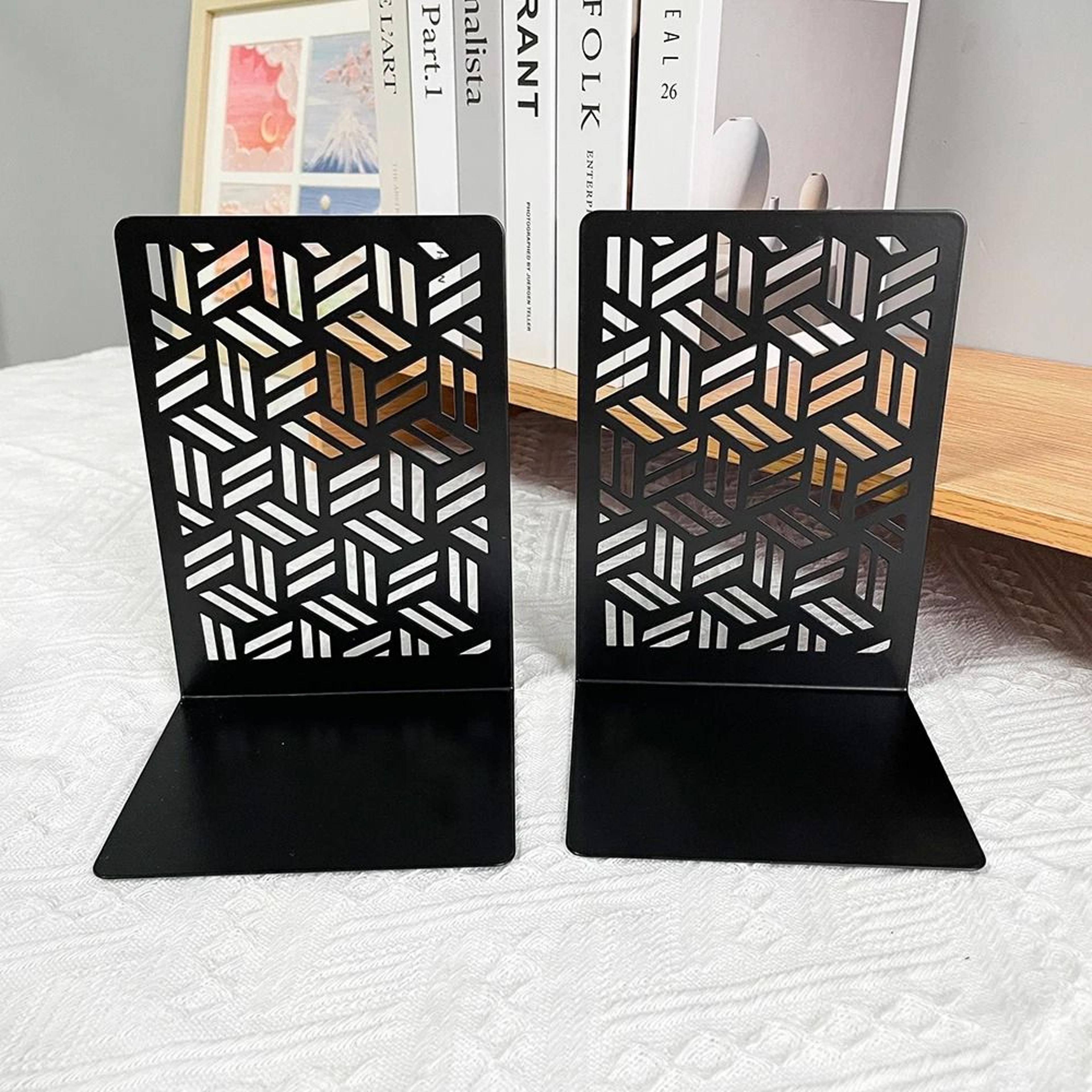 2-piece crafted architectural door metal bookends - heavy-duty non-slip desktop & bookshelf holder set