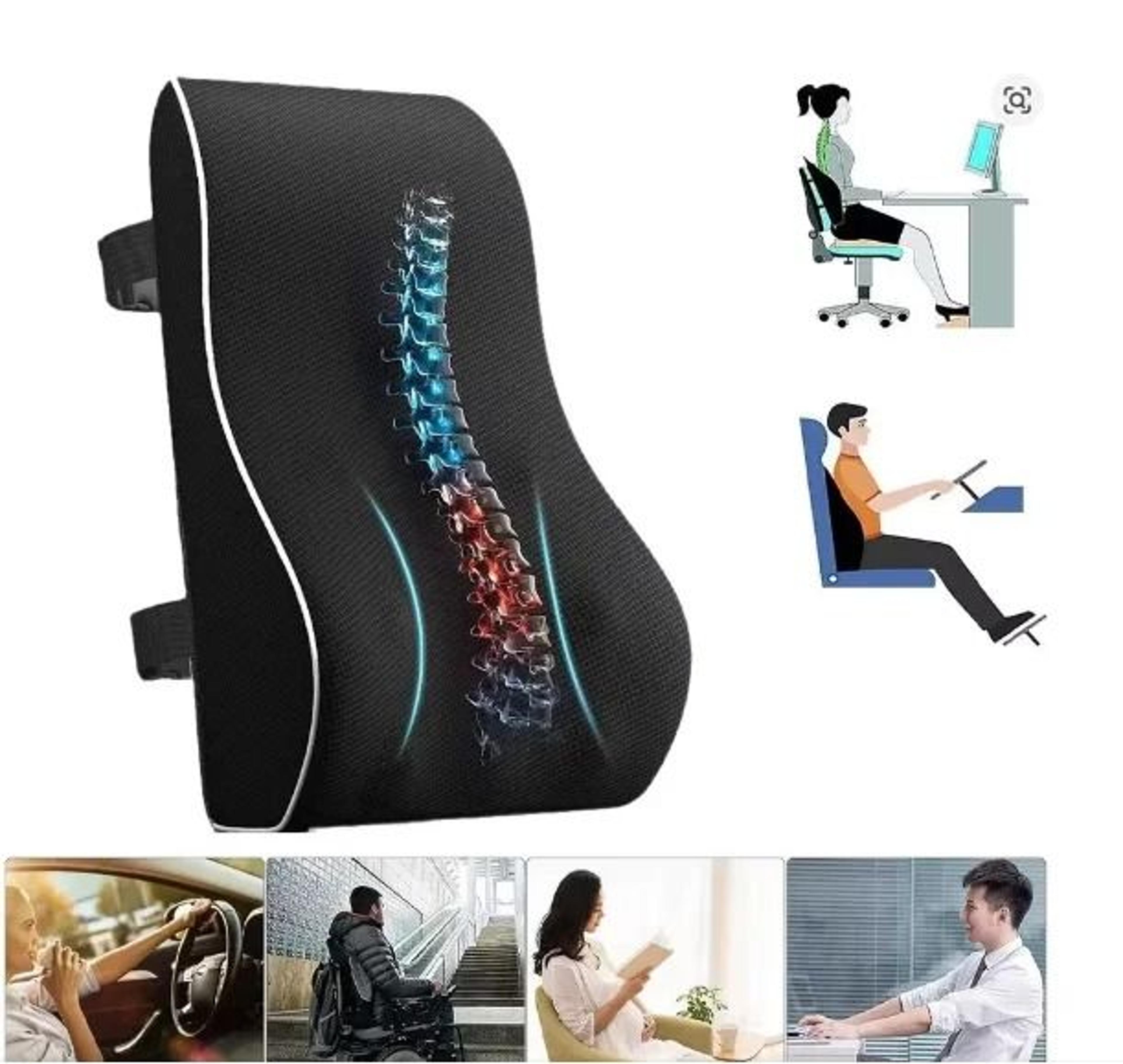 NonSlip Memory Foam Lumbar Support Pillow  Ergonomic Back Pain Relief Waist Cushion For Car Office  2