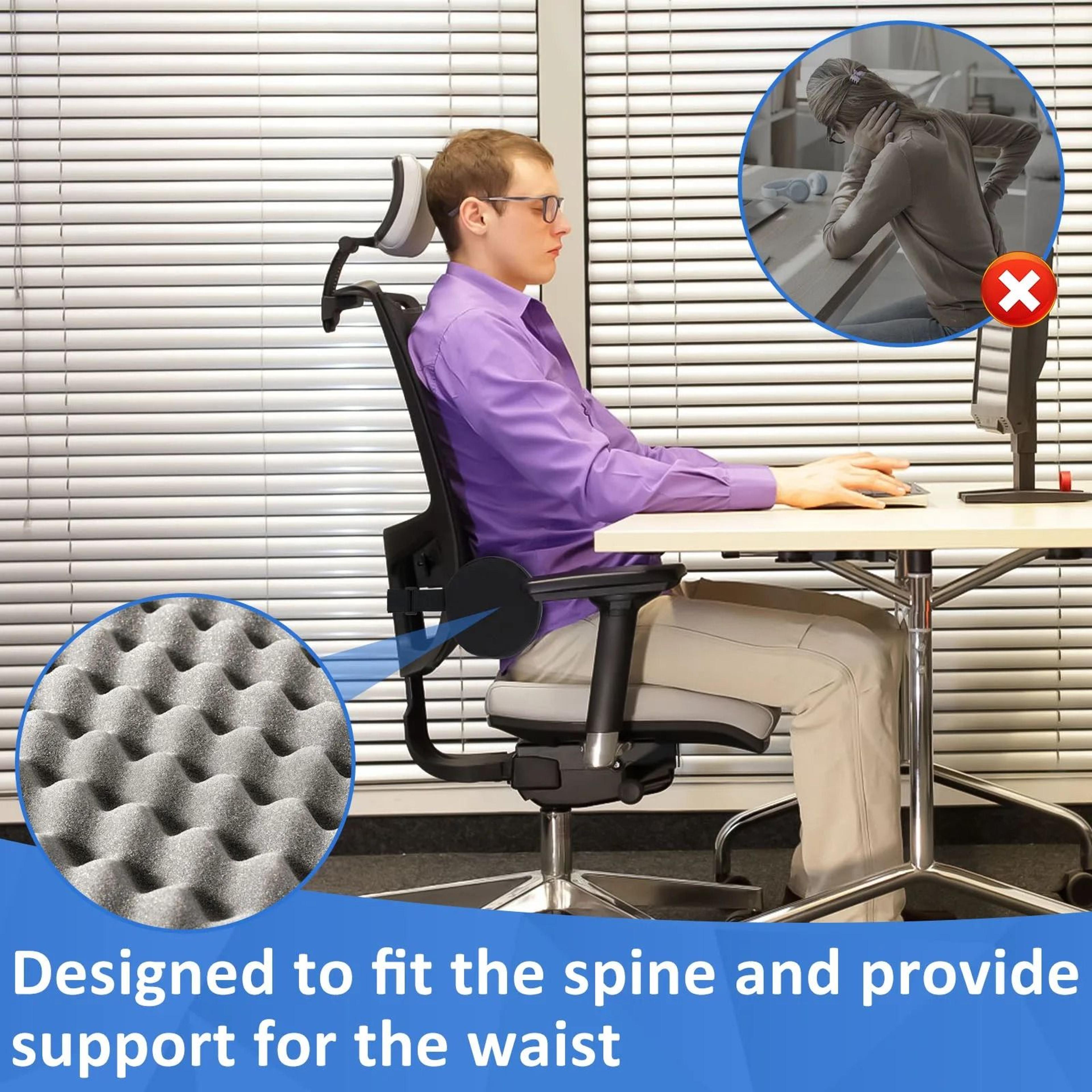 Ergonomic Memory Foam Lumbar Support Cushion  Auto Seat  Office Chair Back Relief Pillow 2